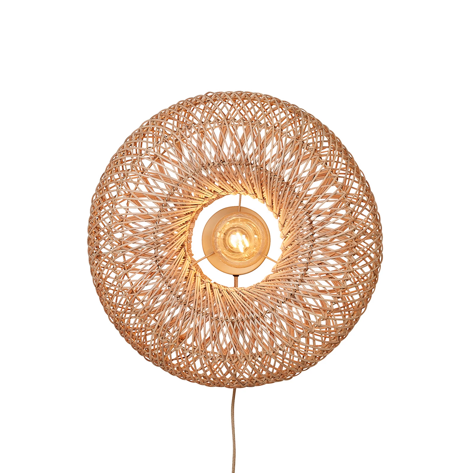 Aplique de pared GOOD & MOJO Arizona, color natural, Ø 50 cm, con base de bambú