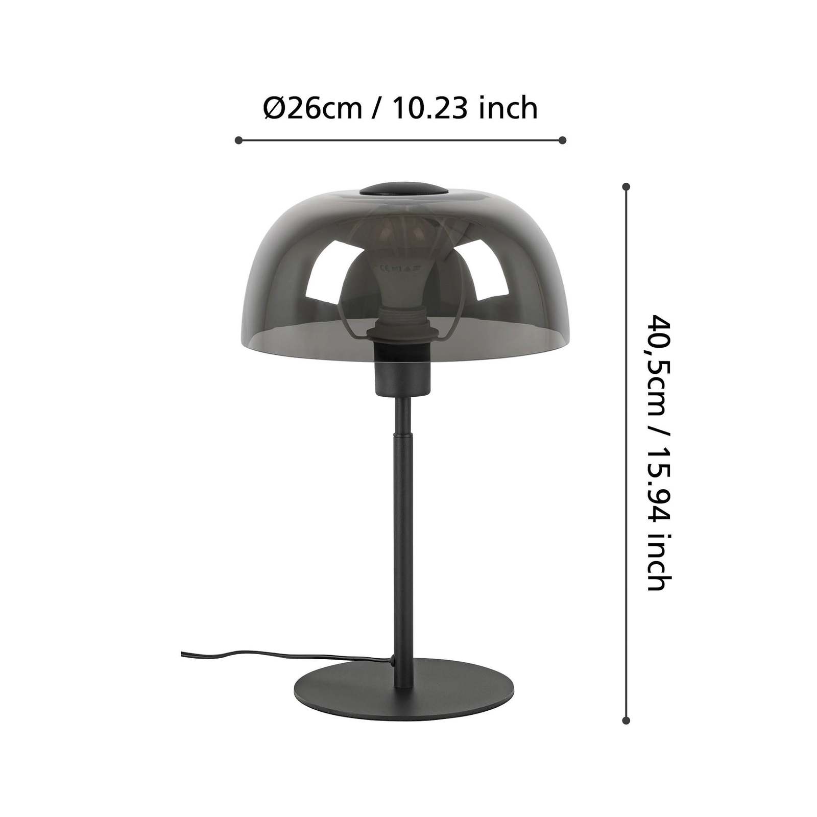 Lámpara de mesa Solo 2, negro transparente/negro