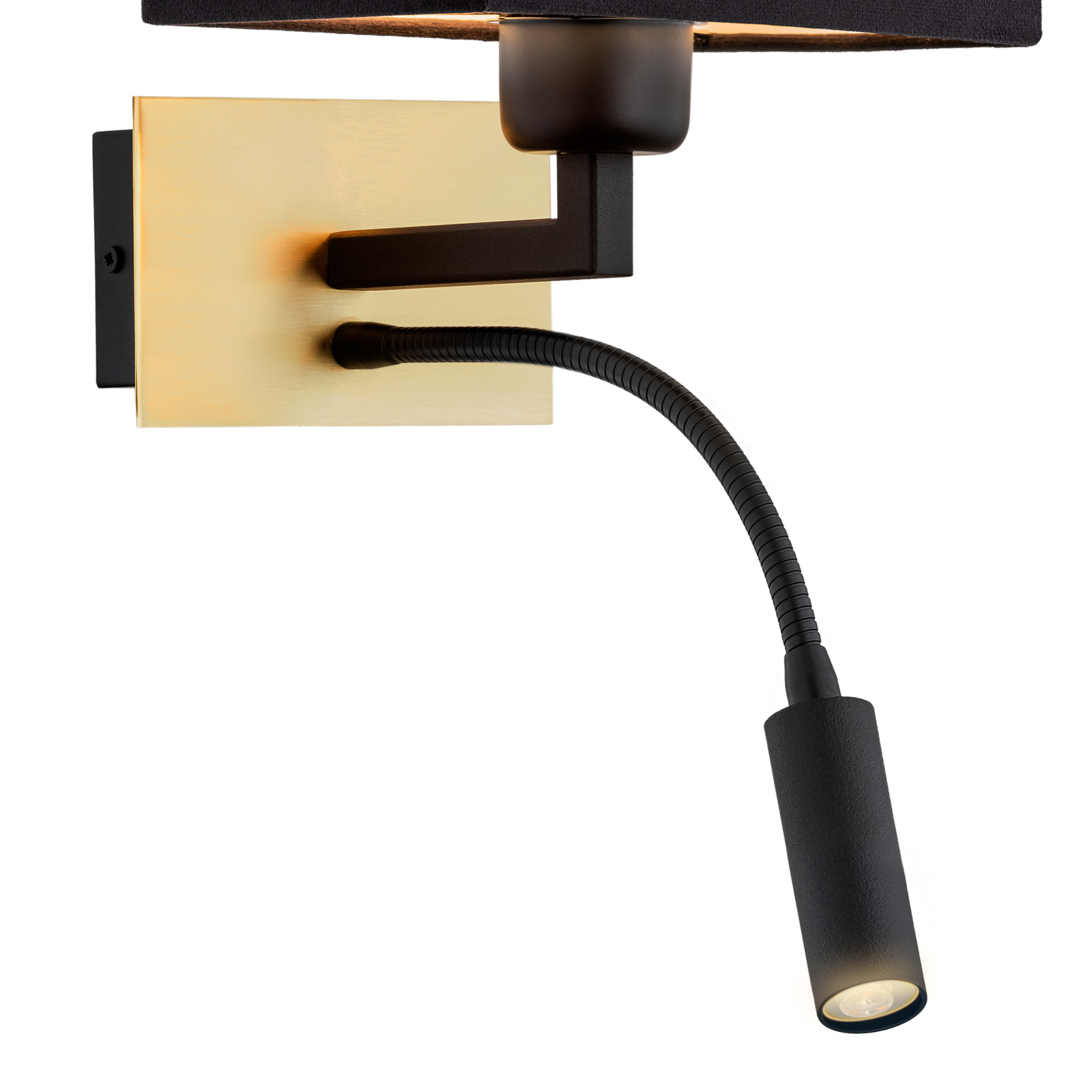 Wall lamp Harry, angular, brass/black/black