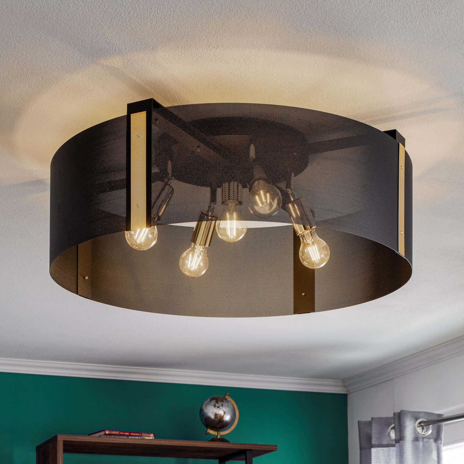 Etro ceiling light, Ø 70 cm, black/gold