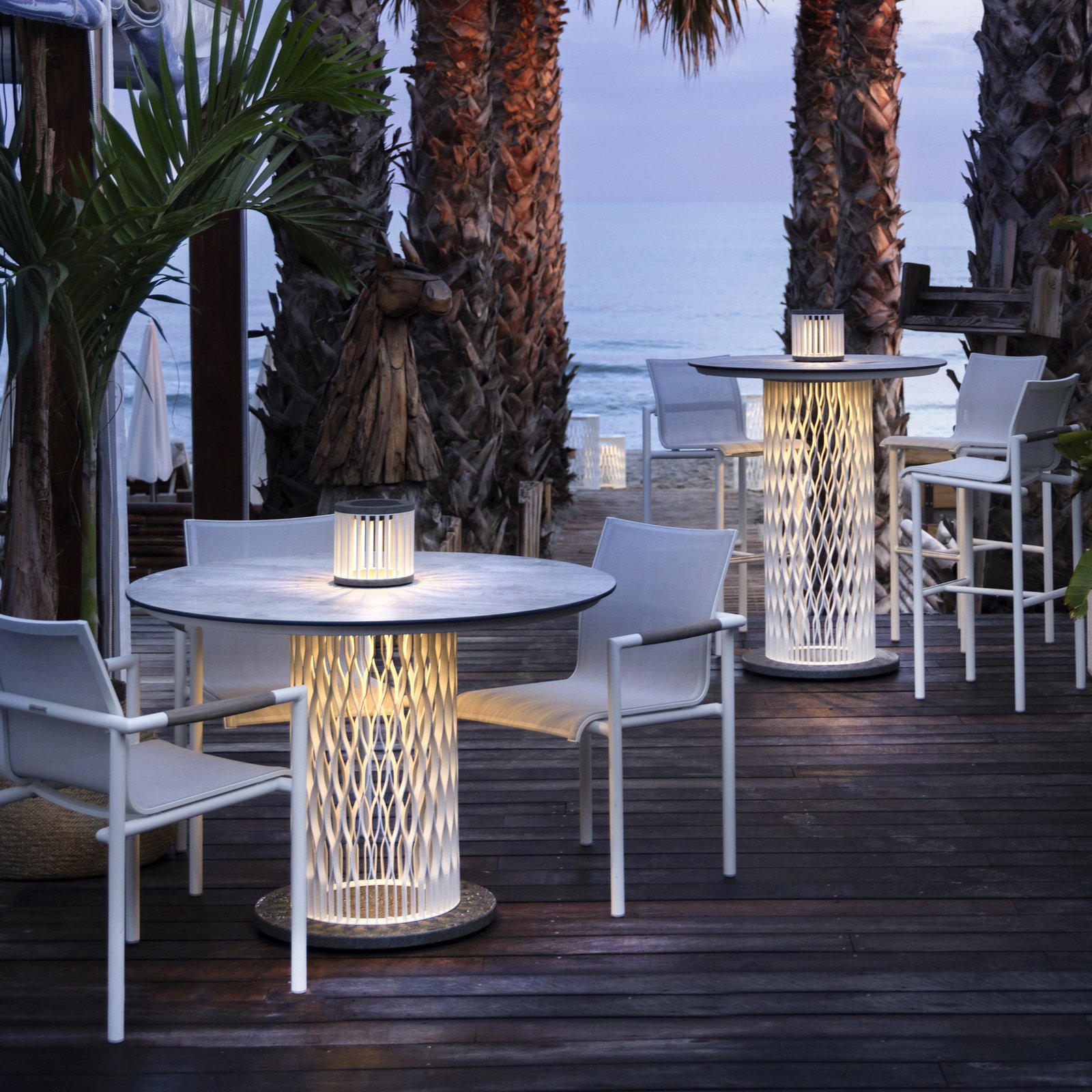 Les Jardins Lampe de table solaire LED Halo, blanc, alu/granite