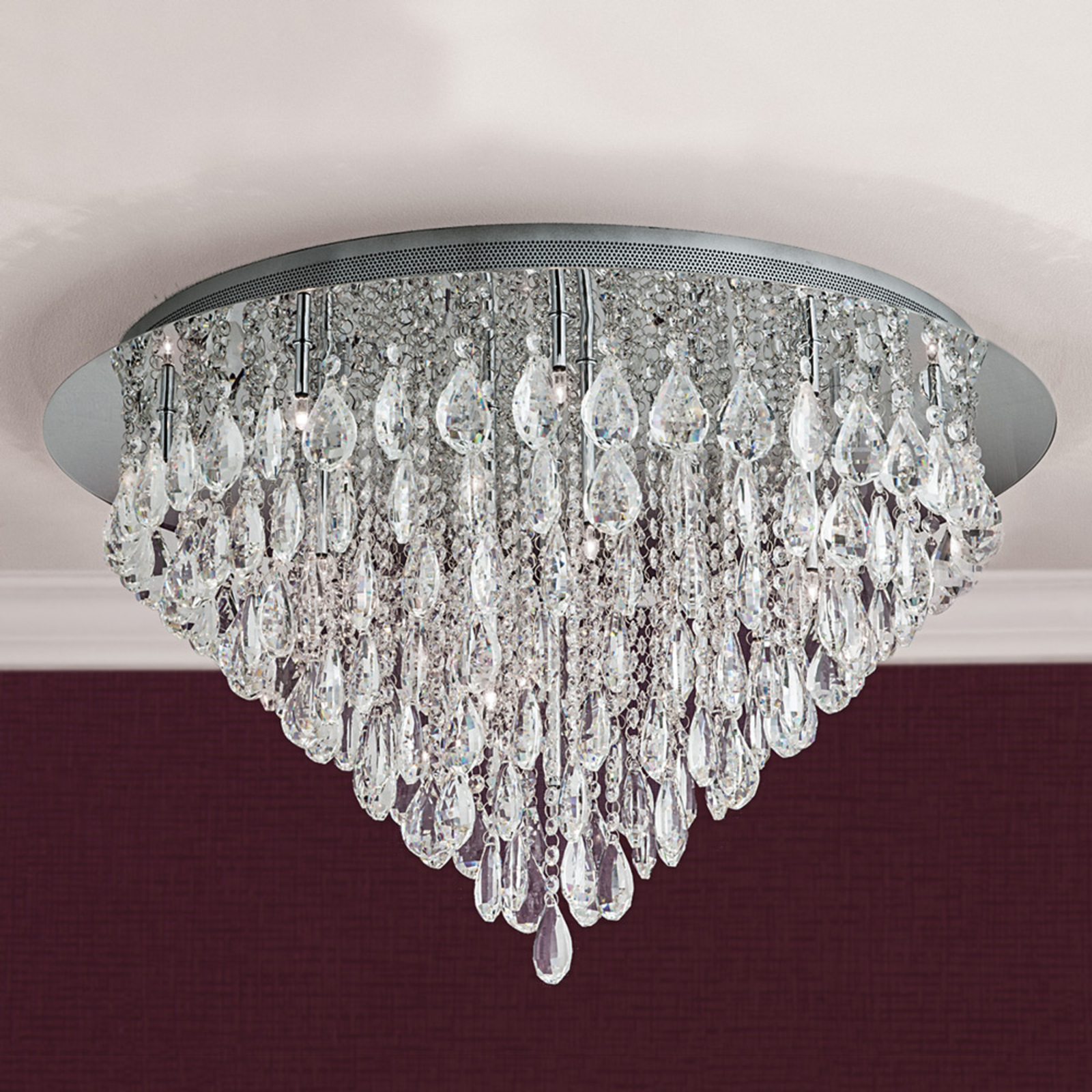 Orion Helene Ceiling Light with Lead Crystal 75 cm, for Living / Dining Room, K9 crystal, metal, G4, 20 W, energy efficiency: A++, H: 44.5 cm