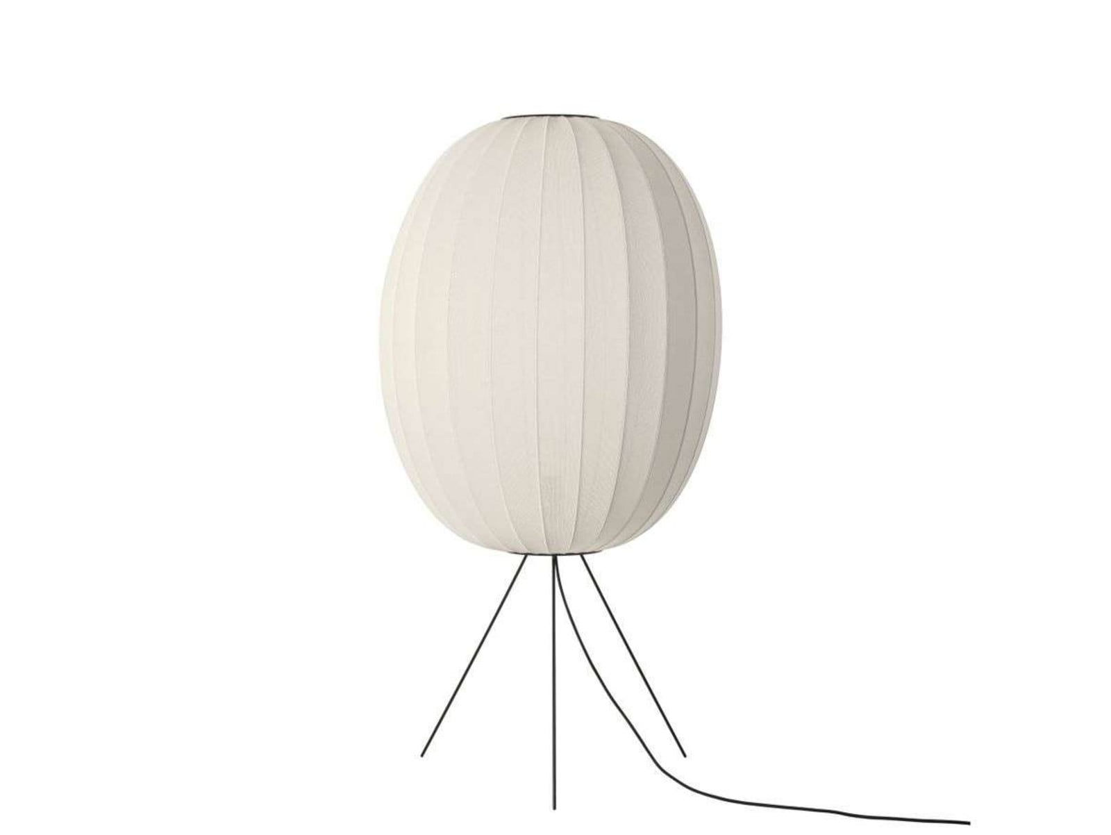 Knit-Wit 65 Høj Oval Gulvlampe Medium Pearl White Made By Hand - Stue - Aluminium