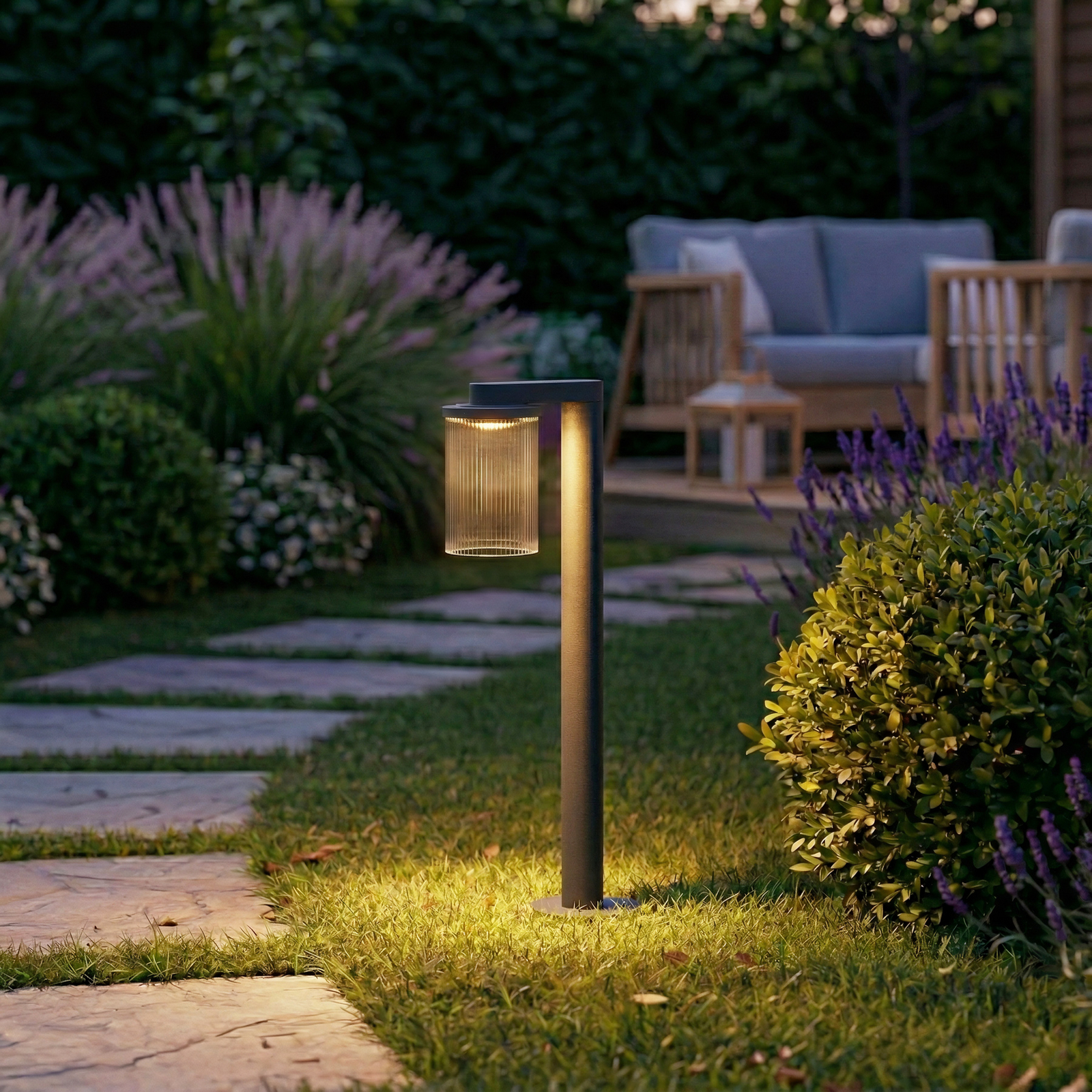 Bornă luminoasă LED pentru iluminat căi de acces Lucande Bee-G, antracit, 60