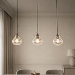 Lampa wisząca Lindby Tymoni, 3-punktowa, bursztynowa, szkło, Ø 20 cm