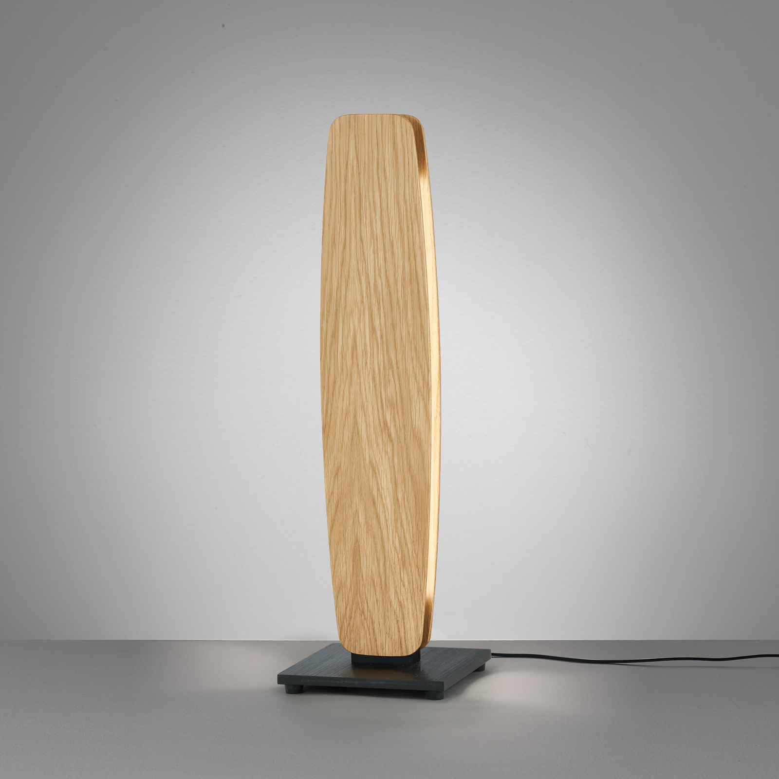 Quitani Persida LED настолна лампа, височина 50 cm, дъб, 2 700 K
