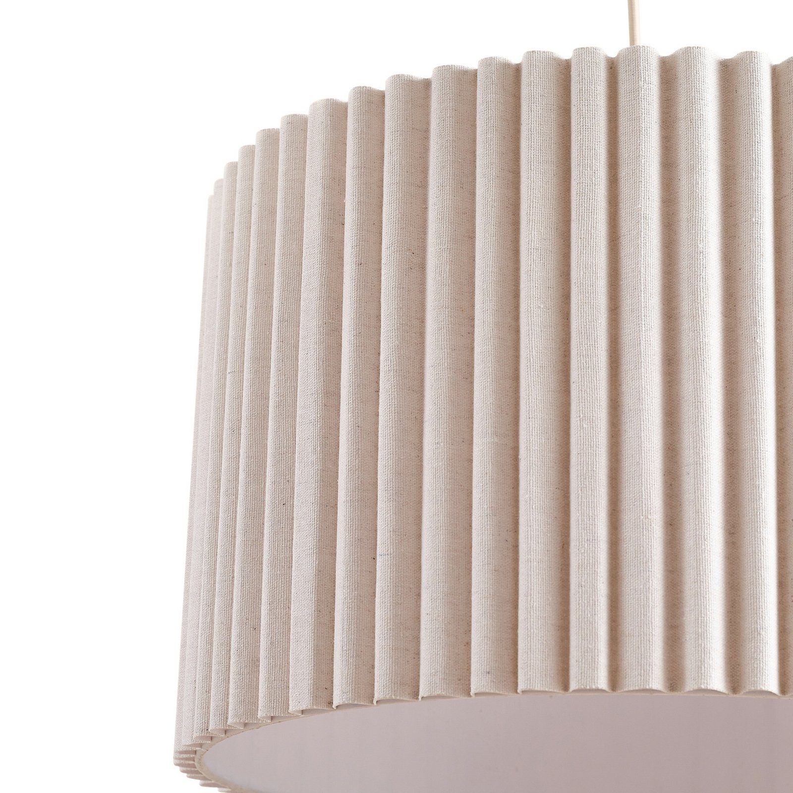 Lindby Hängeleuchte Libbie, Ø 45 cm, Leinen, cremefarben
