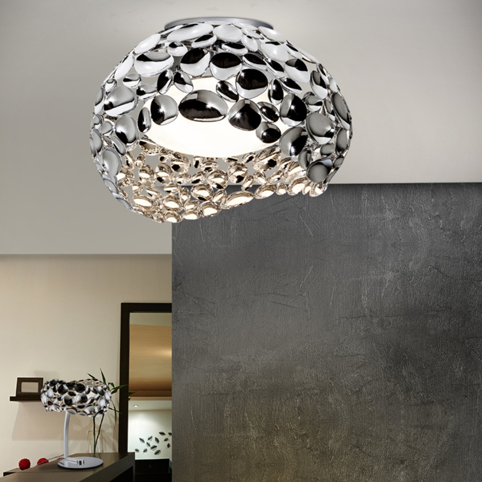 Narisa LED plafondlamp, Ø 46 cm, chroom
