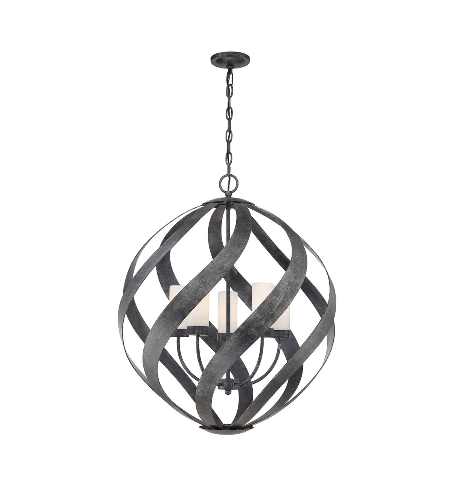 Elstead - Lighting QN-BLACKSMITH-5P-OBK quintiesse Hängeleuchte Blacksmith E14 5x40W IP44 Stahl altschwarz Opalglas satiniert H855-3337cm Ø664cm