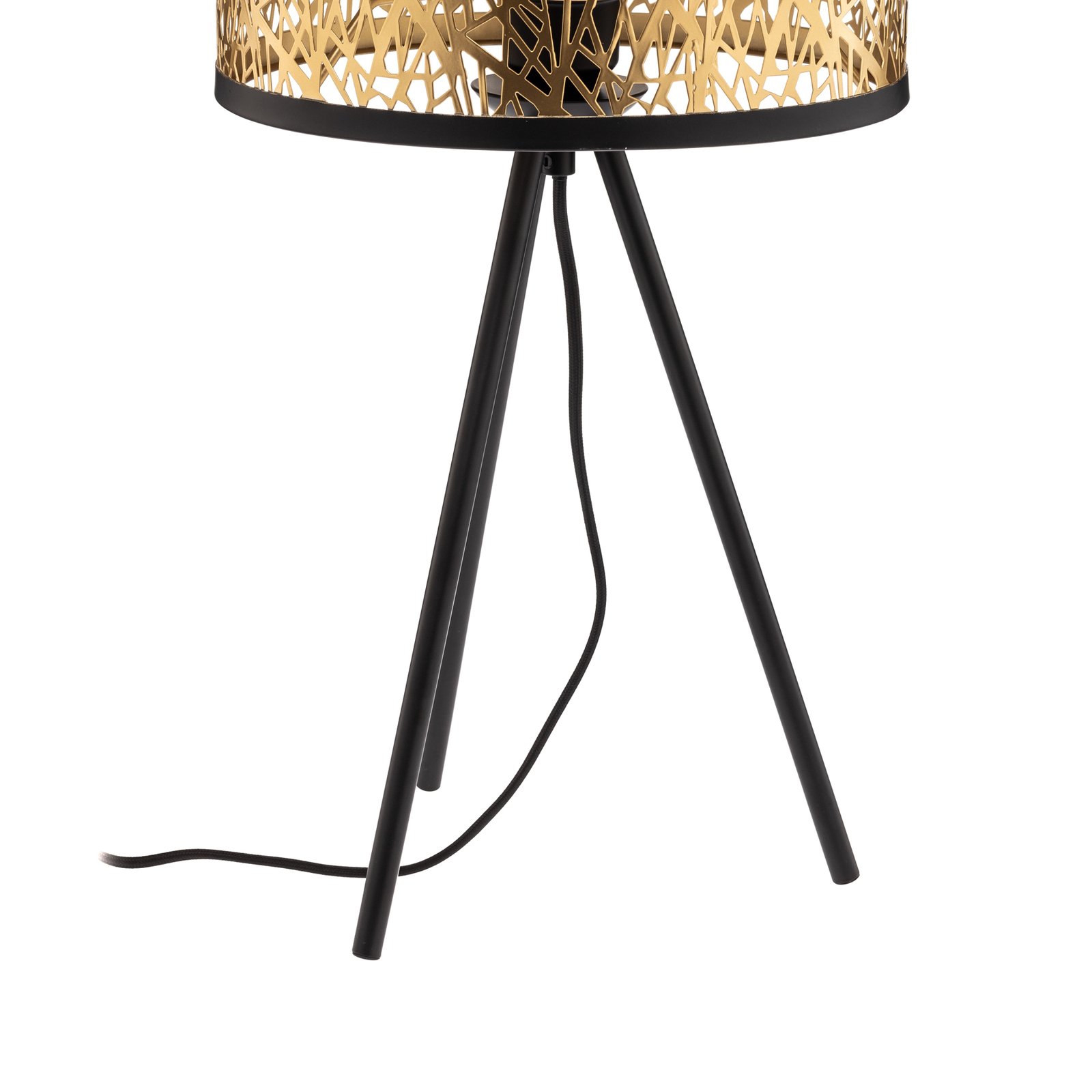Lindby Yonah stolová lampa čierna zlatá trojnožka