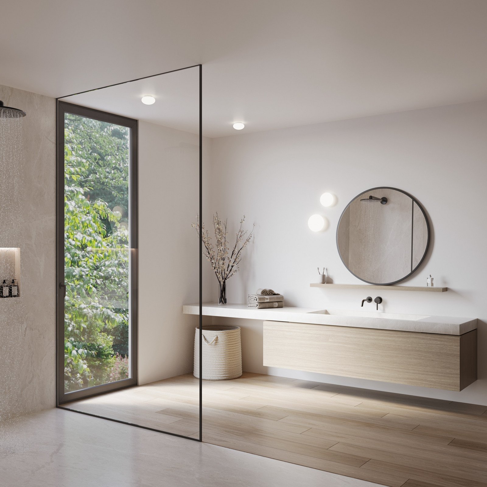 Wever & Ducré Lighting WEVER & DUCRÉ & Plafonieră LED Perlez 3.0 Ø 20cm IP44 2.700 K - Baie - alb - Sticlă