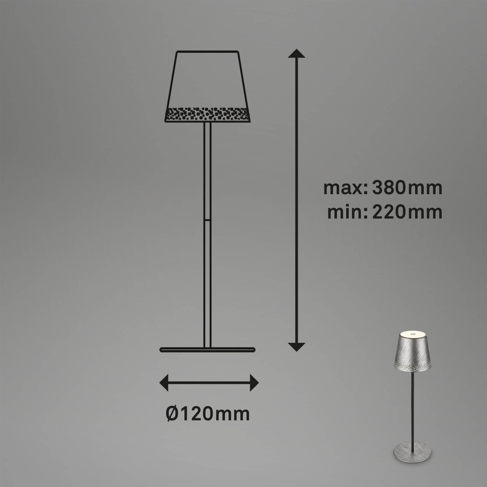 LED asztali világítás Kiki akkuval 3 000 K, fekete