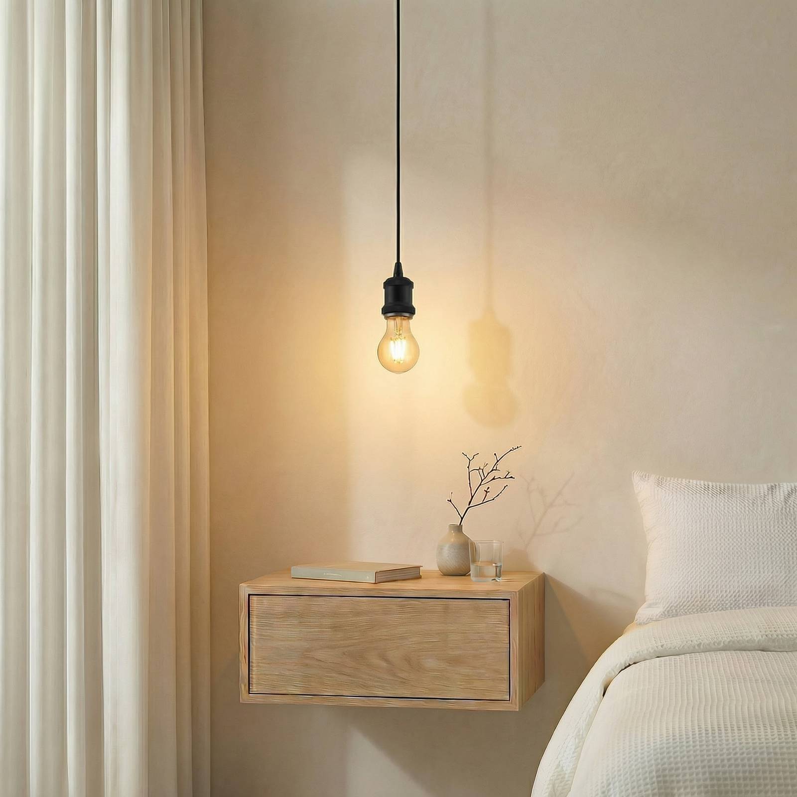 Lindby hanglamp Hattie, fitting E27, zwart, Ø 5 cm