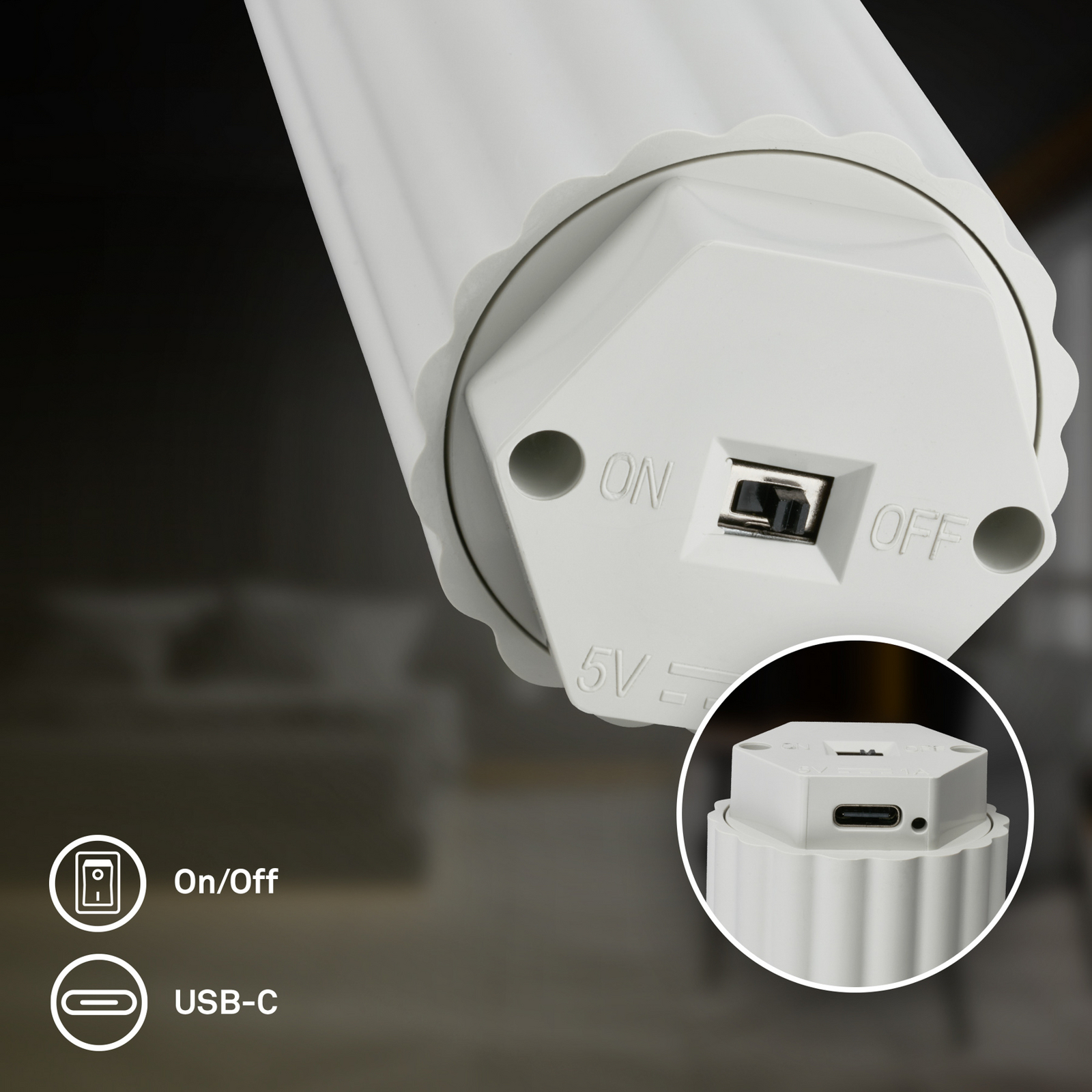 Lámpara colgante LED recargable «Hang», blanca, de plástico, atenuable Lámpara colgante LED recargable «Hang», blanca, de plástico, atenuable