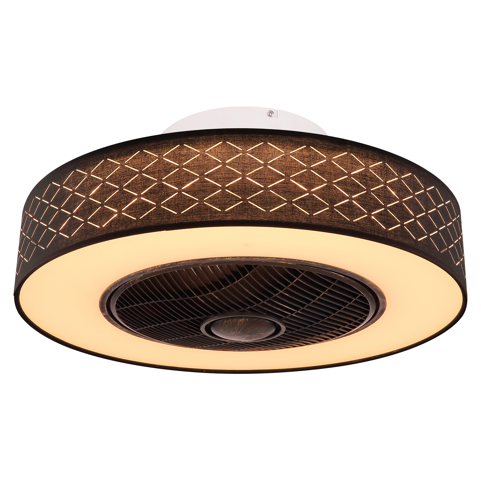 Globo Rosario LED ceiling fan, black and gold, for Bedroom, plastic, metal, 24 W, energy efficiency: A+, H: 24 cm