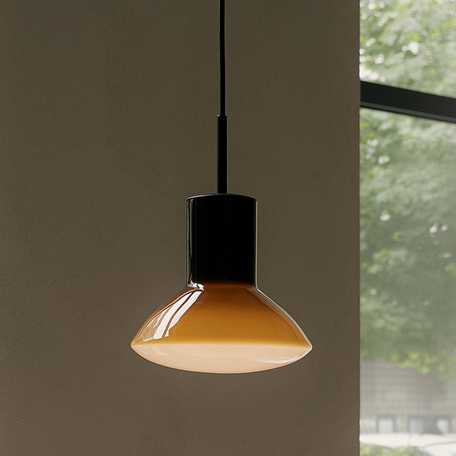 Lampa wisząca Grupa Onda, kolor ochra, średnica 17 cm, szkło, GU10