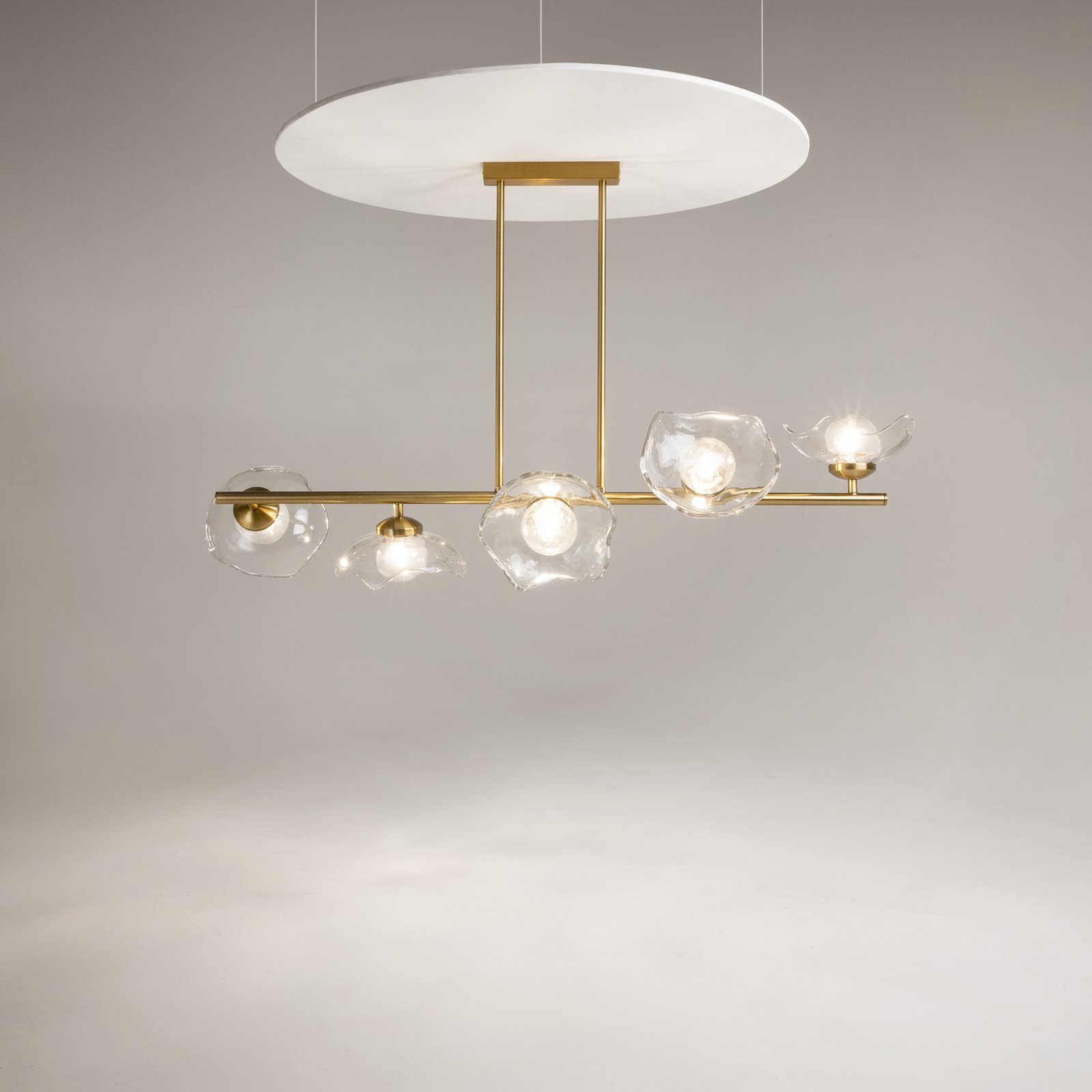 Maytoni pendant light Miracle, 5-bulb, brass-coloured, glass