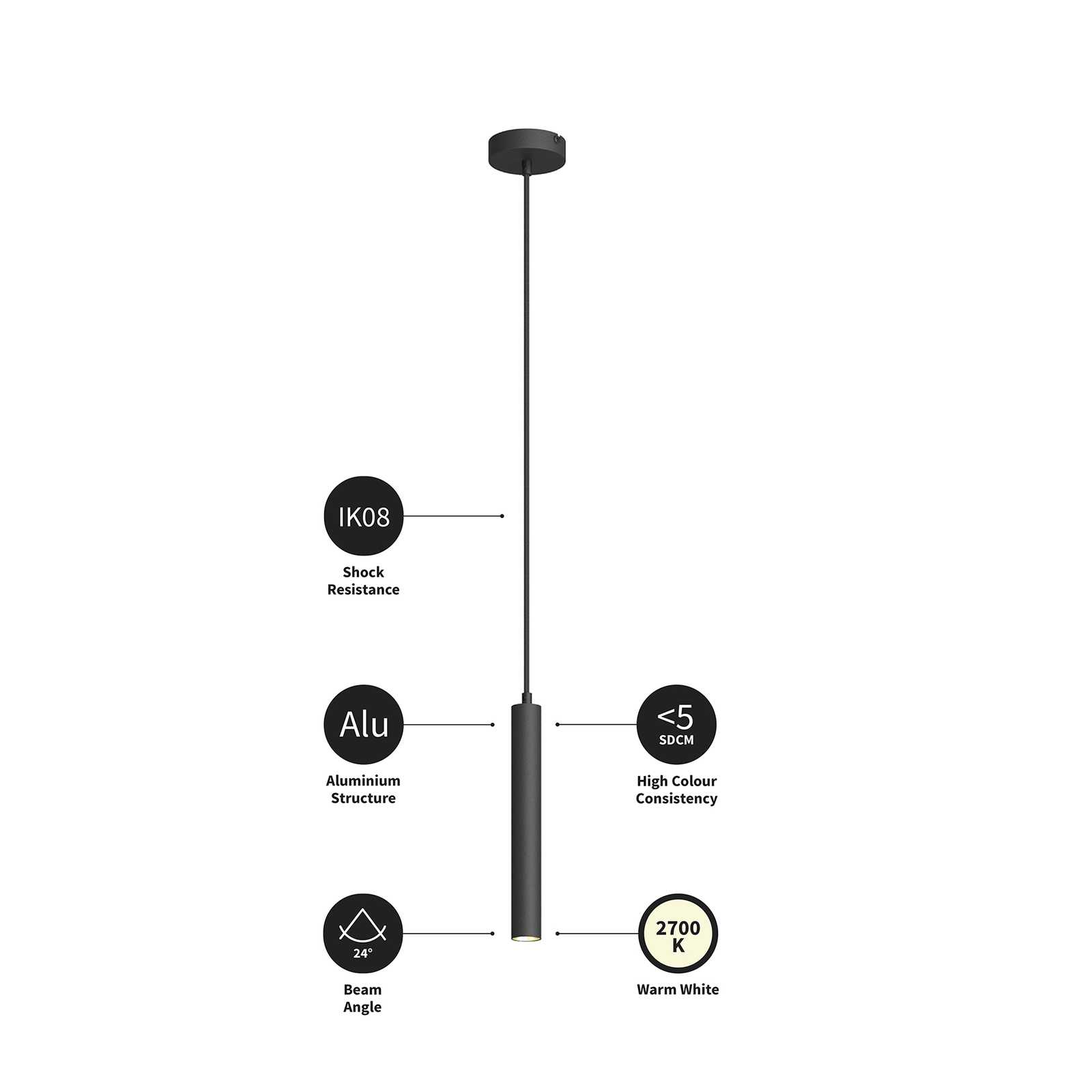 Arcchio Franka LED-pendellampe, 1 lyskilde