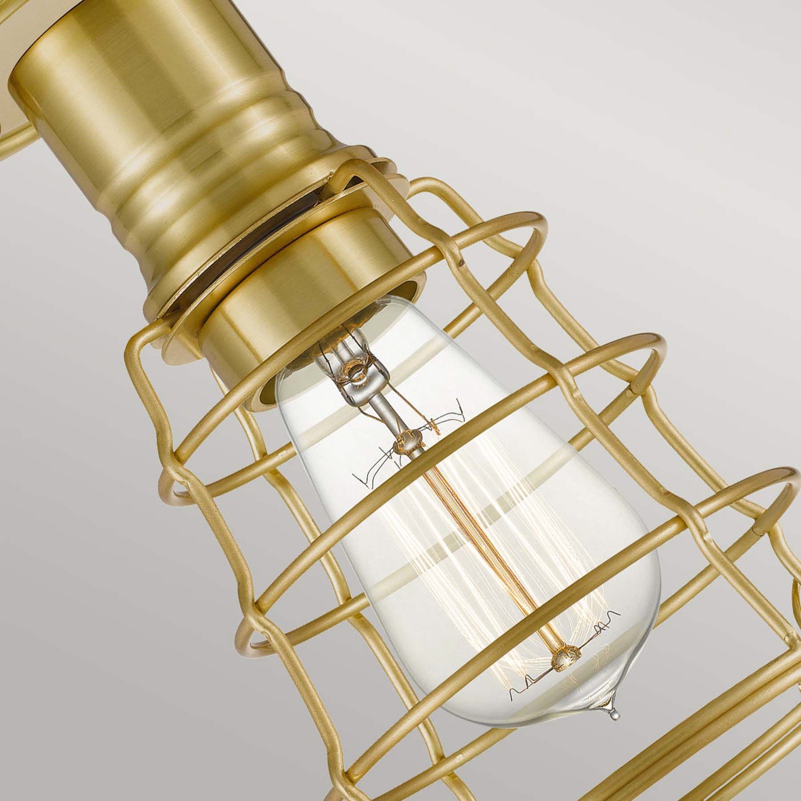 Mite ceiling light with metal cage, brushed brass