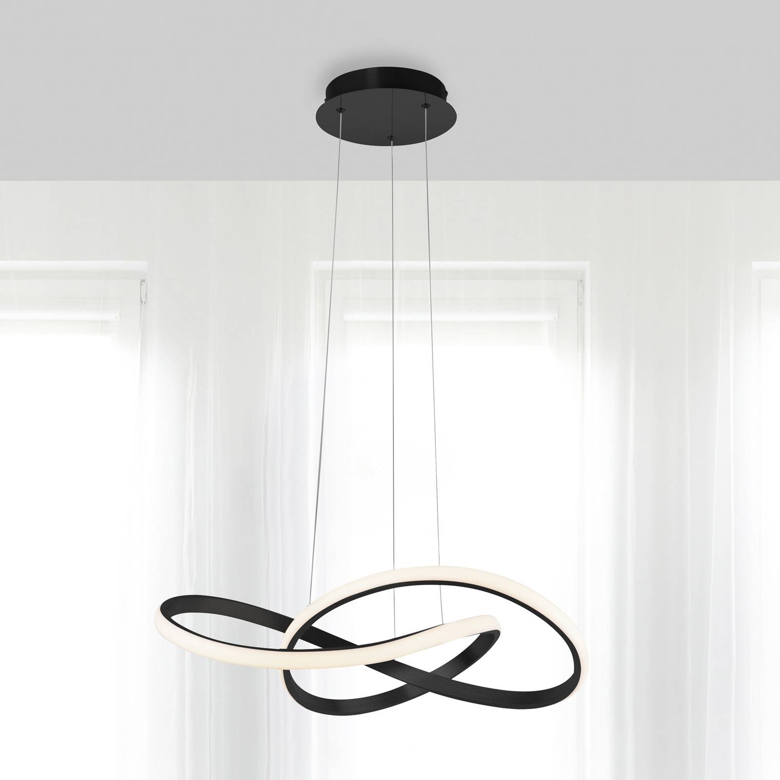 JUST LIGHT. LED-pendellampa Maria 3-stegs-dim svart