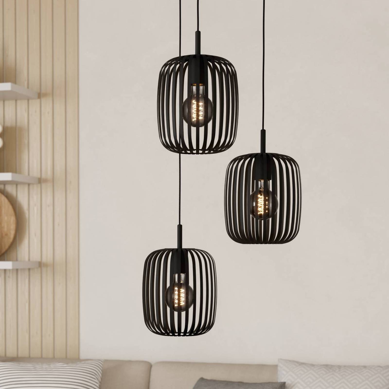 Photos - Chandelier / Lamp EGLO Romazzina pendant light, Ø 46 cm, black, 3-bulb, steel 