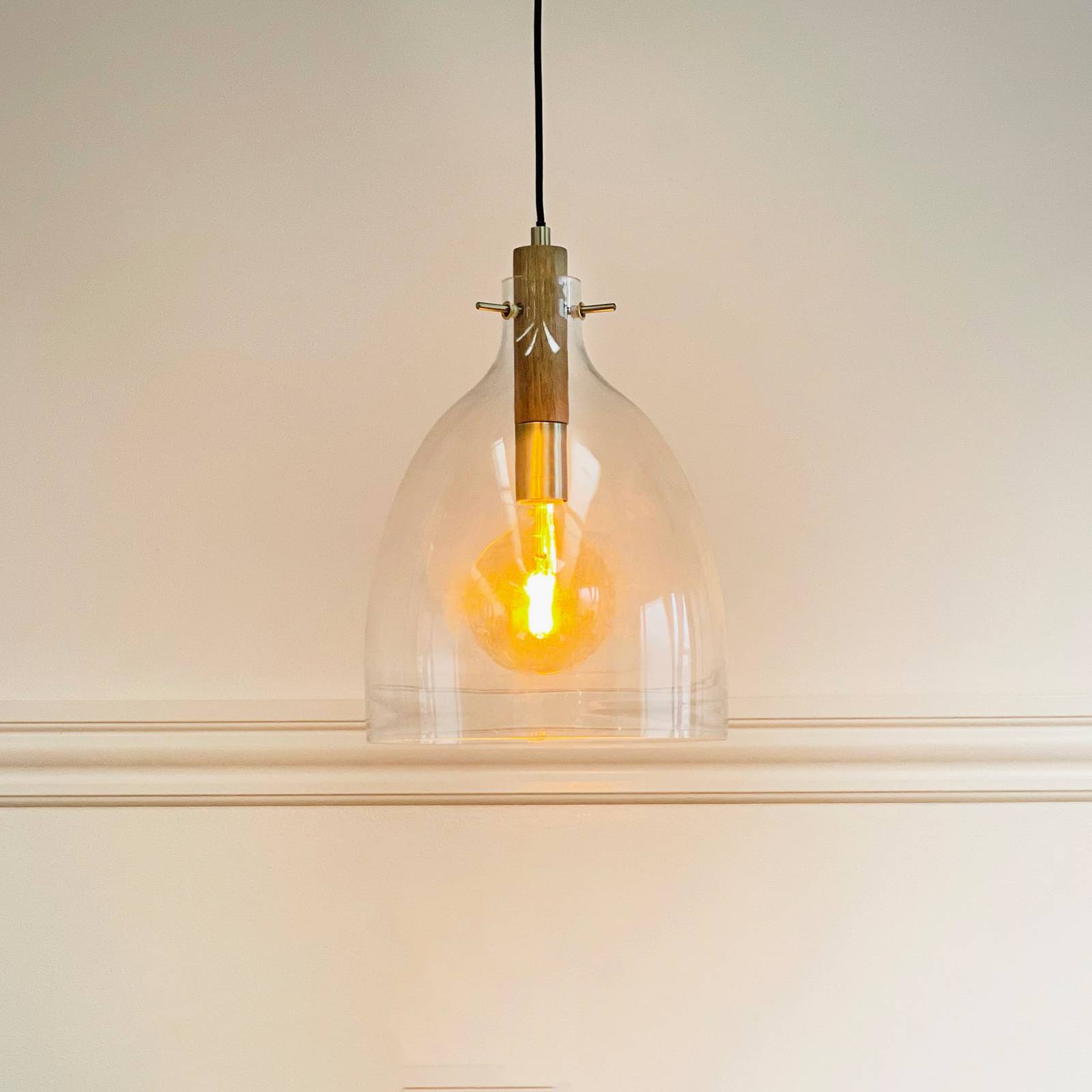 Lampa wisząca Dyberg Larsen Bistro, Ø 30 cm, przezroczysta, szkło