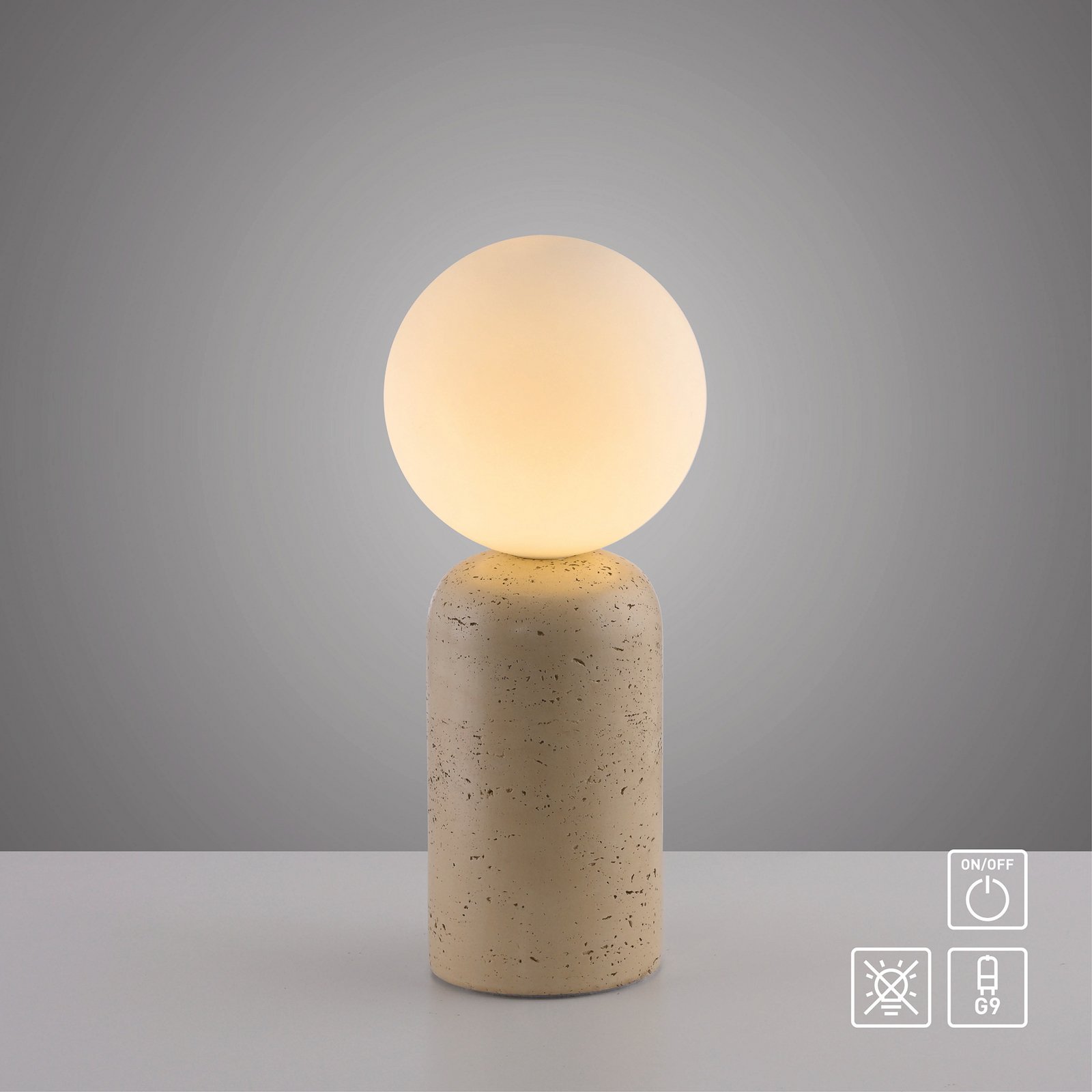 Schöner Wohnen galda lampa Traventa, smilškrāsas/balta, G9 Schöner Wohnen galda lampa Traventa, smilškrāsas/balta, G9