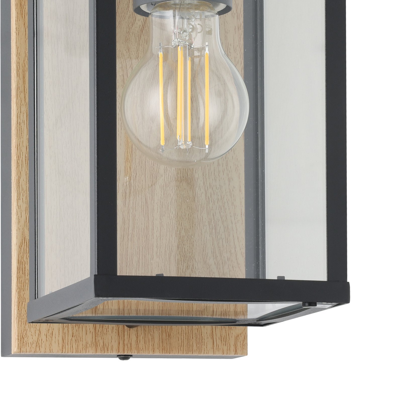 EGLO Budrone utomhusvägglampa, svart/brun/klar