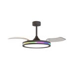 Ventilateur de plafond LED Rafaga noir DC silencieux Ø 106cm CCT RVB