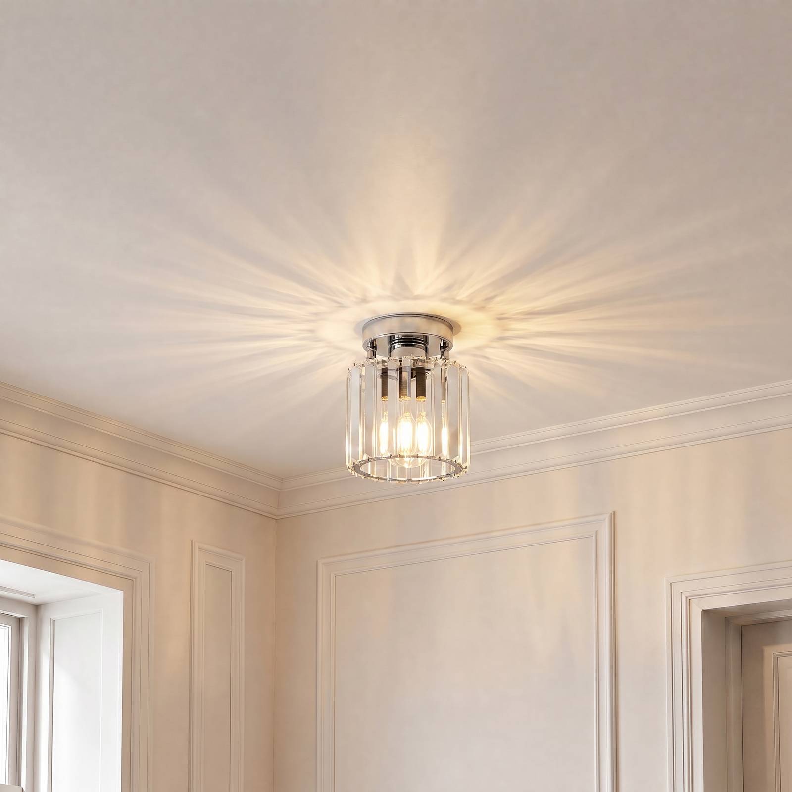 Opviq Plafondlamp Yakops, chroomkleurig, Ø 13 cm, glas/metaal, E27