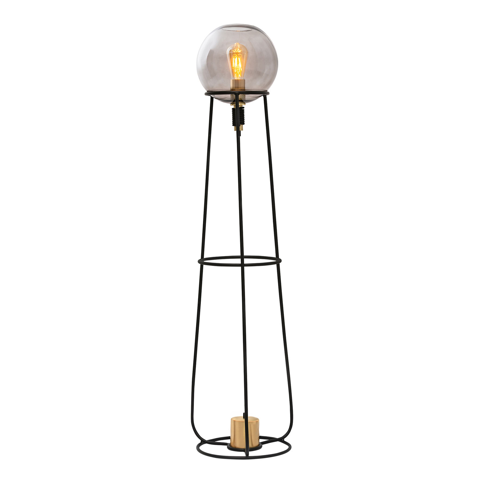 Stelo floor lamp, spherical glass lampshade