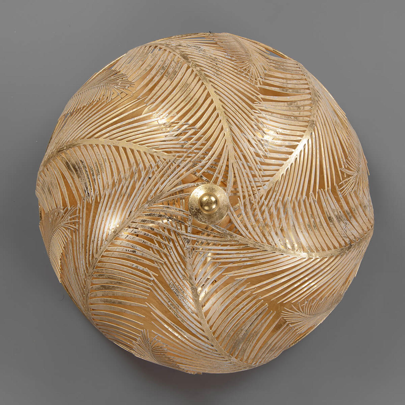Ferro Luce Felce - golden designer ceiling light, for Living / Dining Room, iron, E14, 40 W, energy efficiency: A++, H: 25 cm