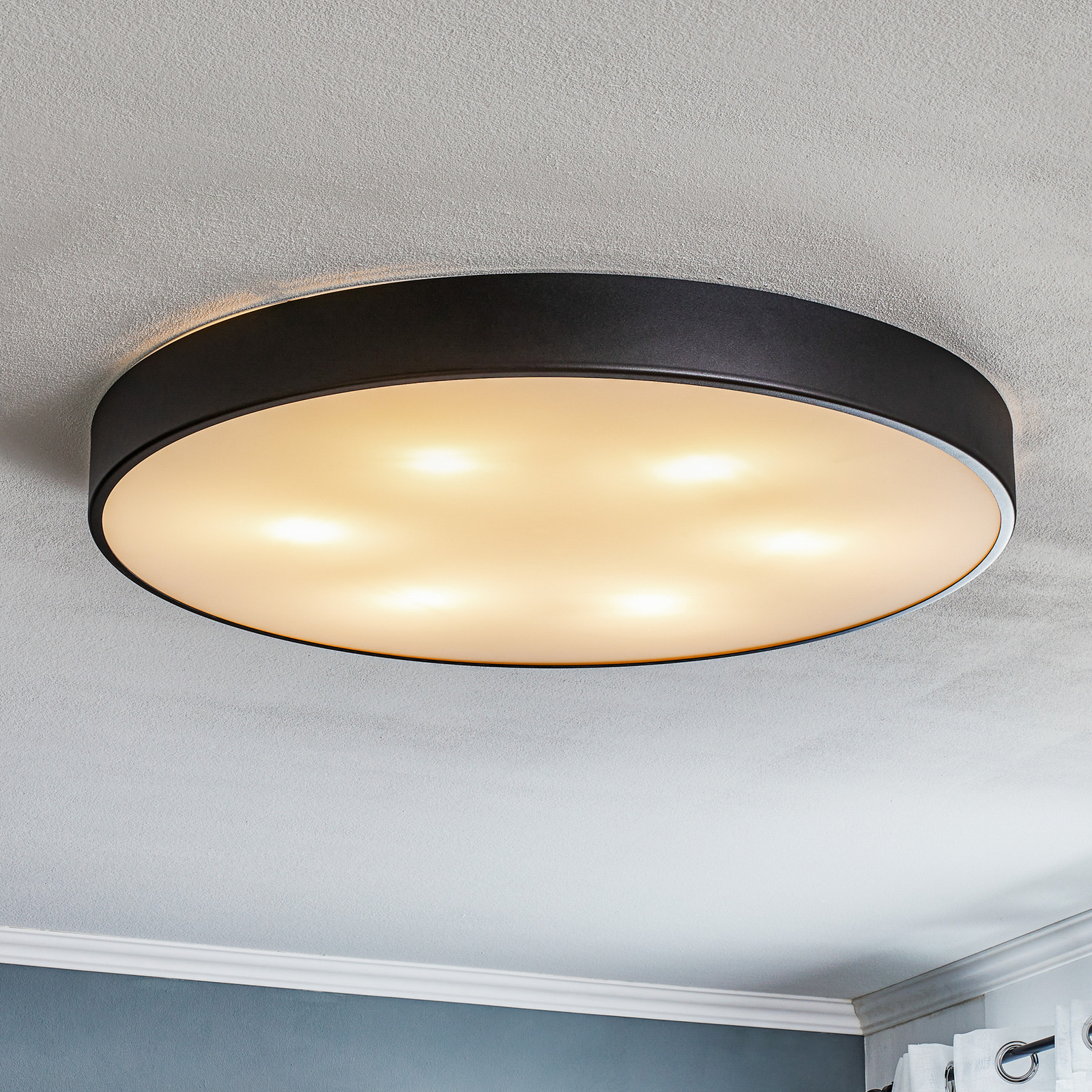 Deckenlampe Cleo mit Glasdiffusor, schwarz, Ø 78cm