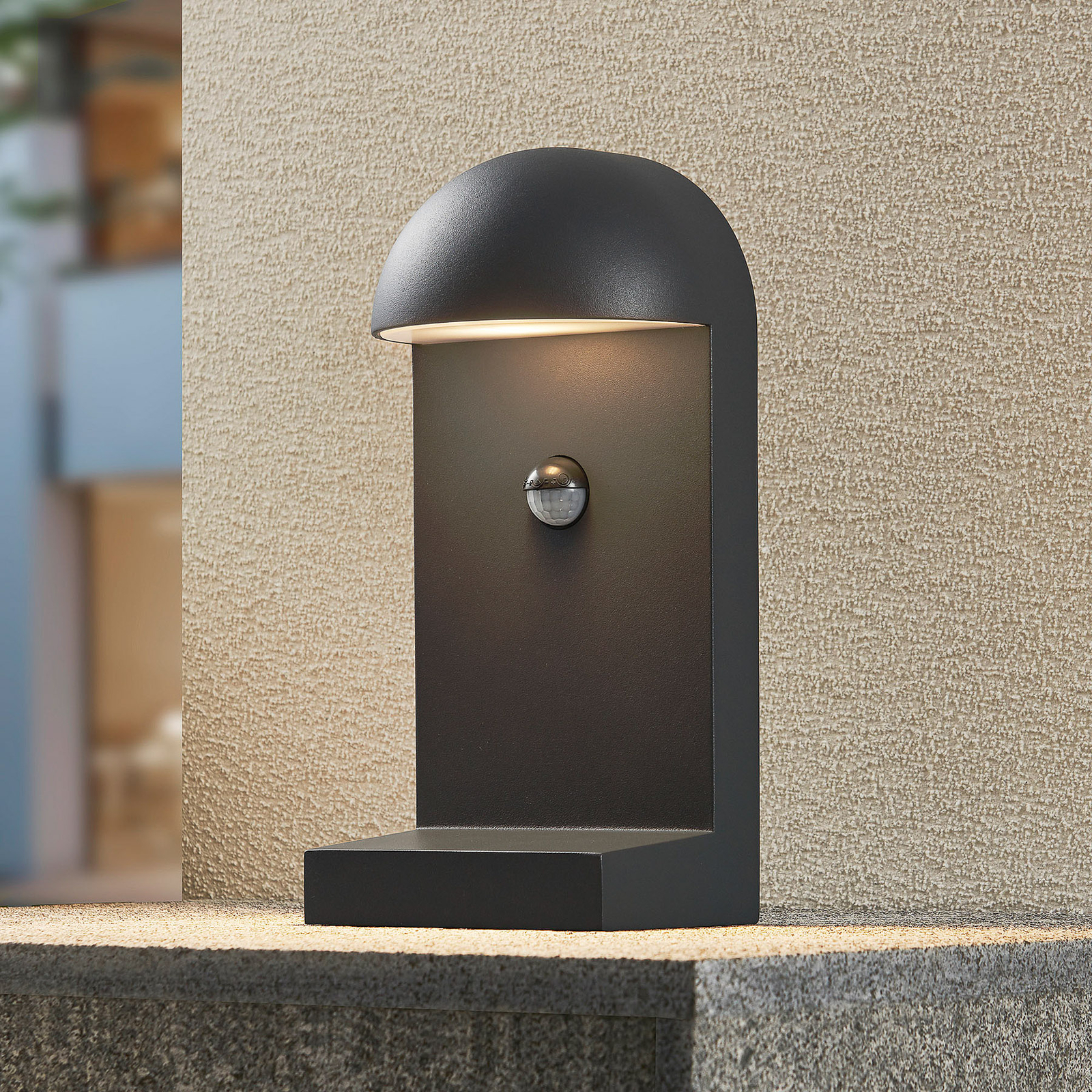 Lucande Jasmia sensor outdoor wall lamp, dark grey