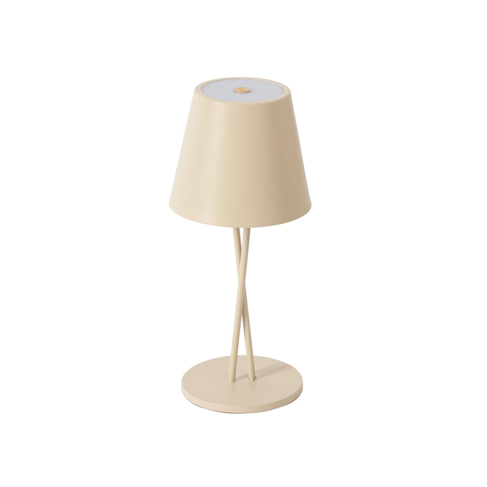 Lindby LED-Akkutischleuchte Janea, CROSS, beige, Metall