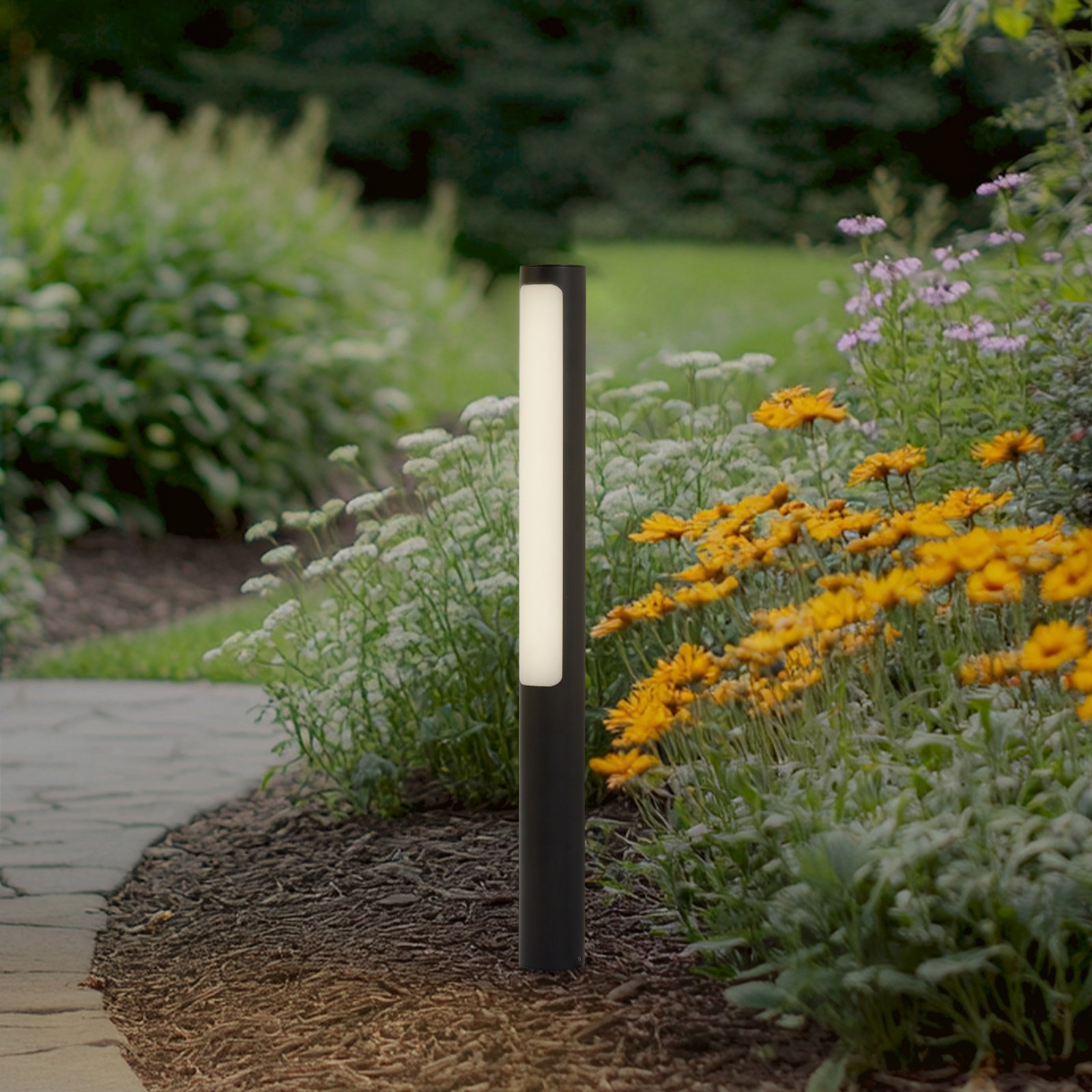 Lucande LED tuinpadverlichting Tuberia, antraciet, metaal, 80 cm