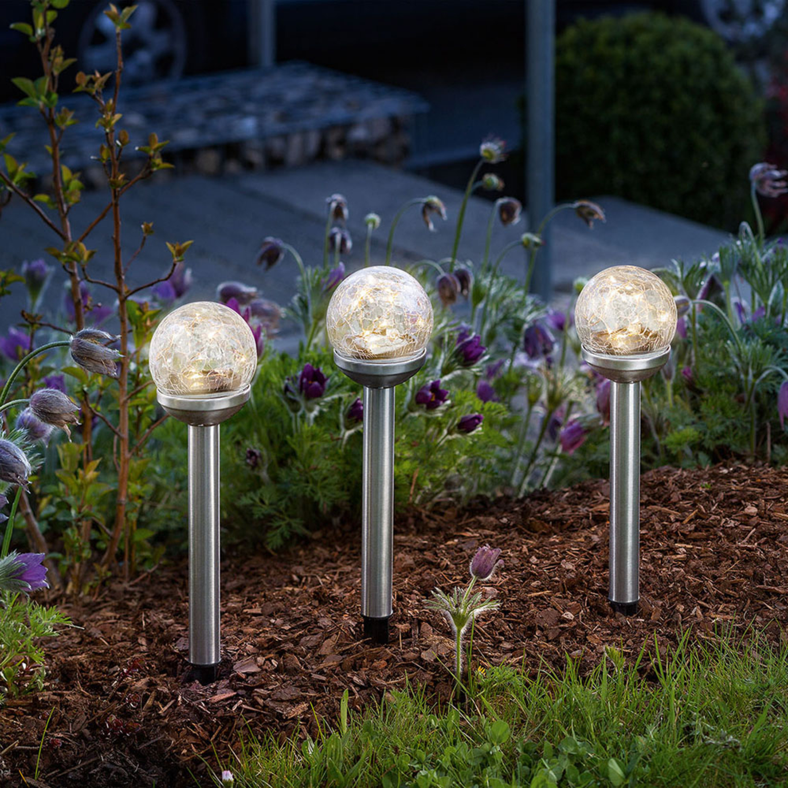 Balls LED-deko.lampe, solceller, sæt med 3 | Lampegiganten.dk