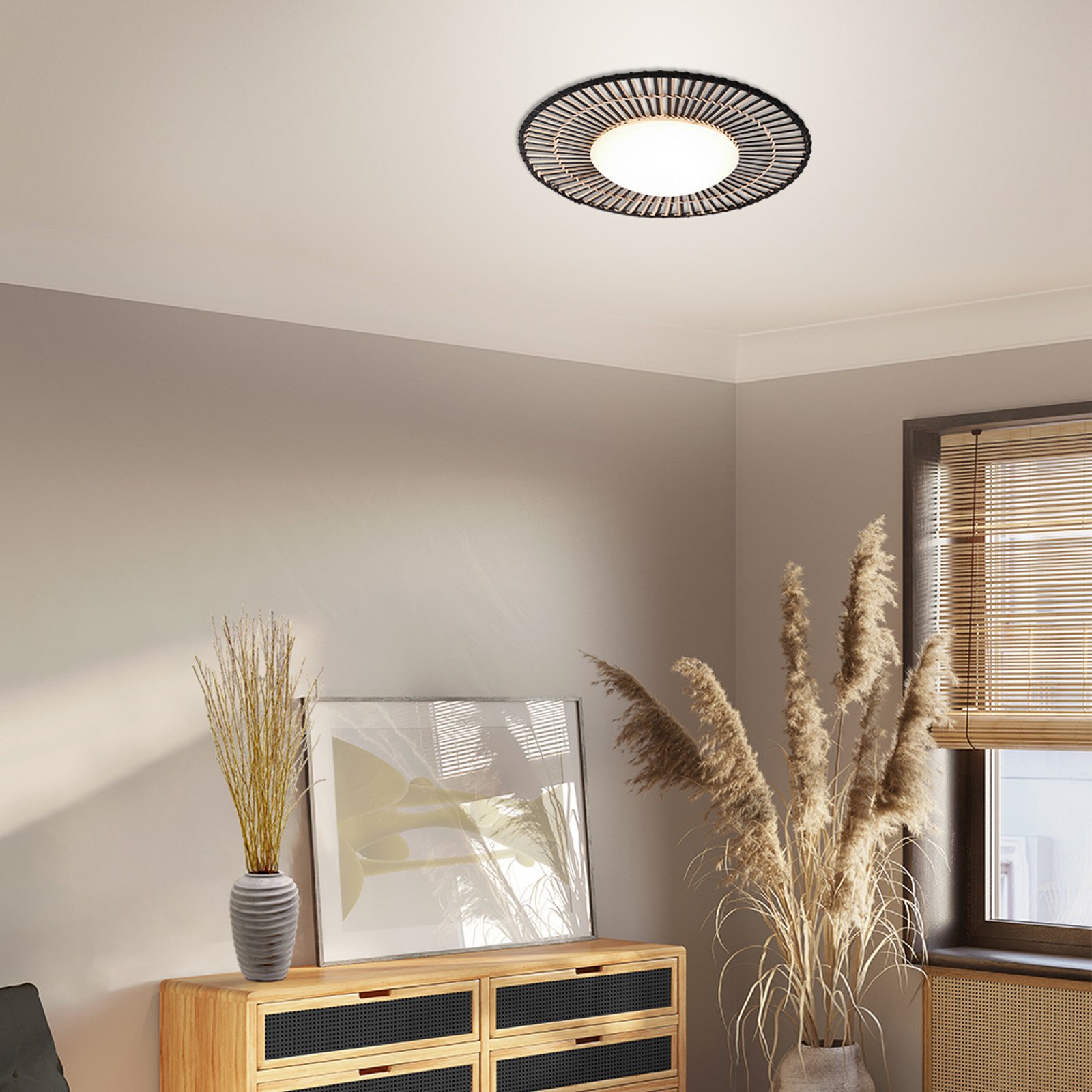 LED ceiling light Aura, bamboo
