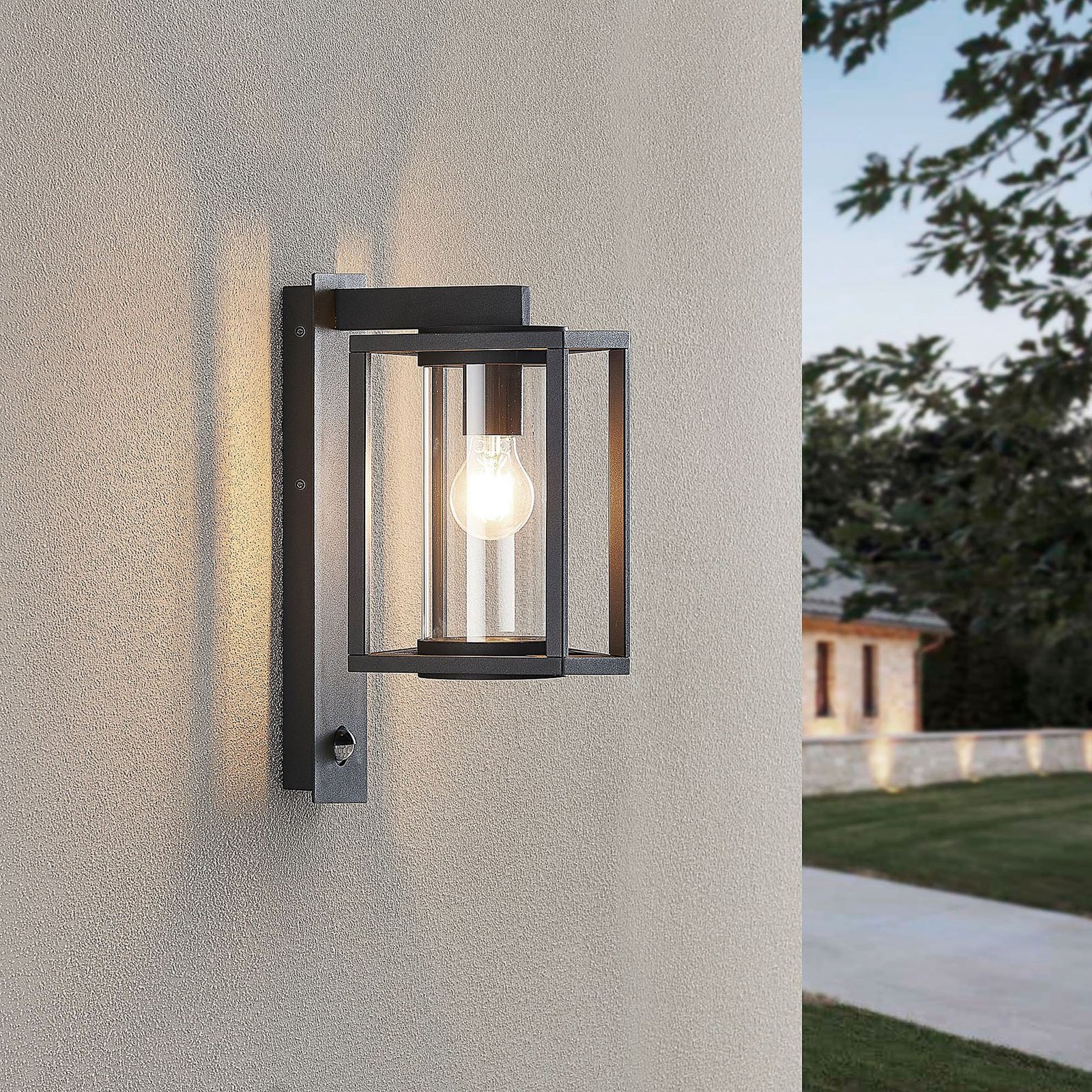 Lucande Außenwandlampe Ferda, 2er-Set, anthrazit Sensor IP44