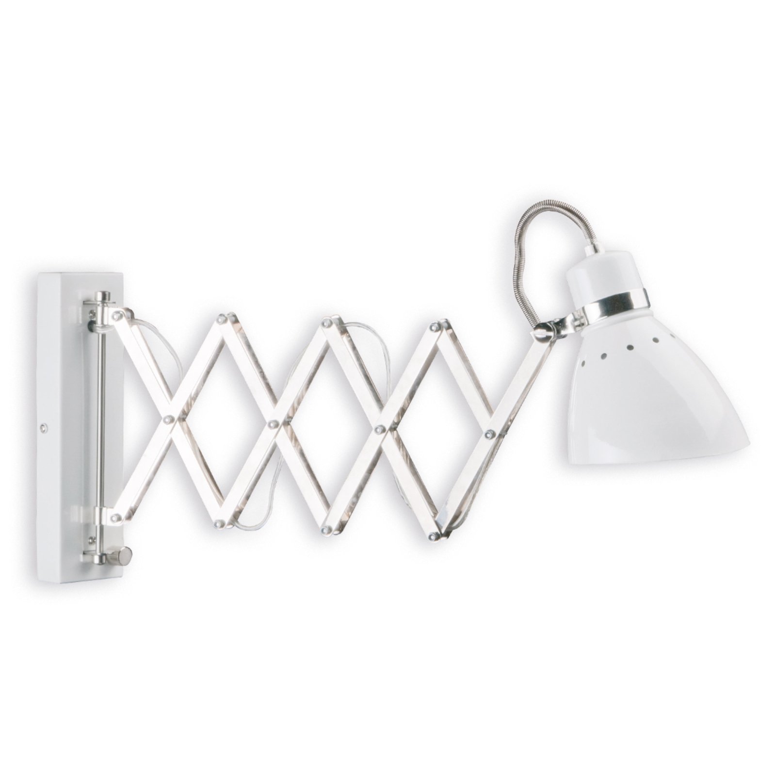 Pull-out metal wall light Kordian, white