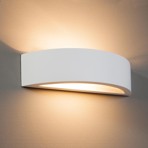 Gebogen wandlamp Konstantin van wit gips