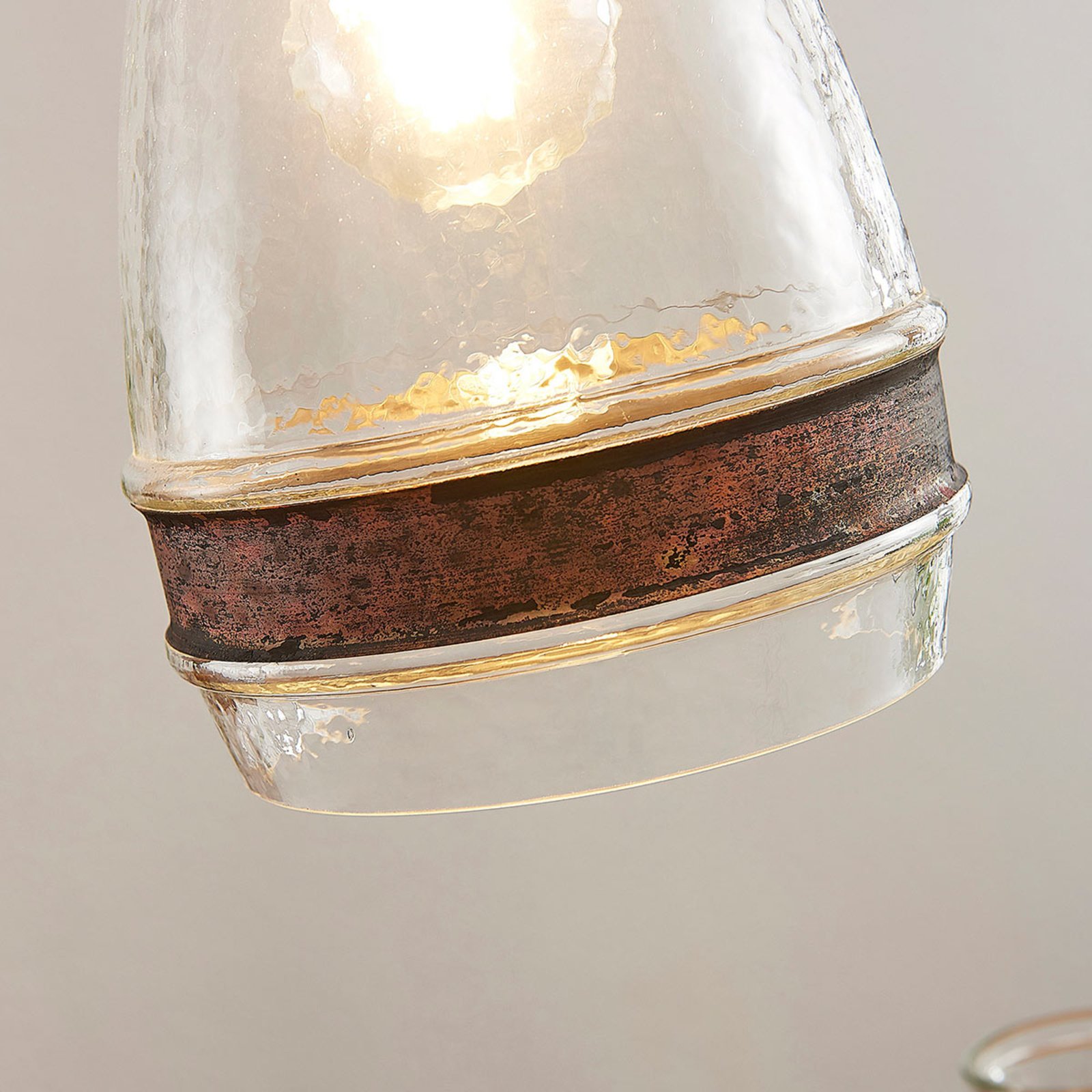 Glas-pendellampe Millina, rustbrun, 1 lyskilde