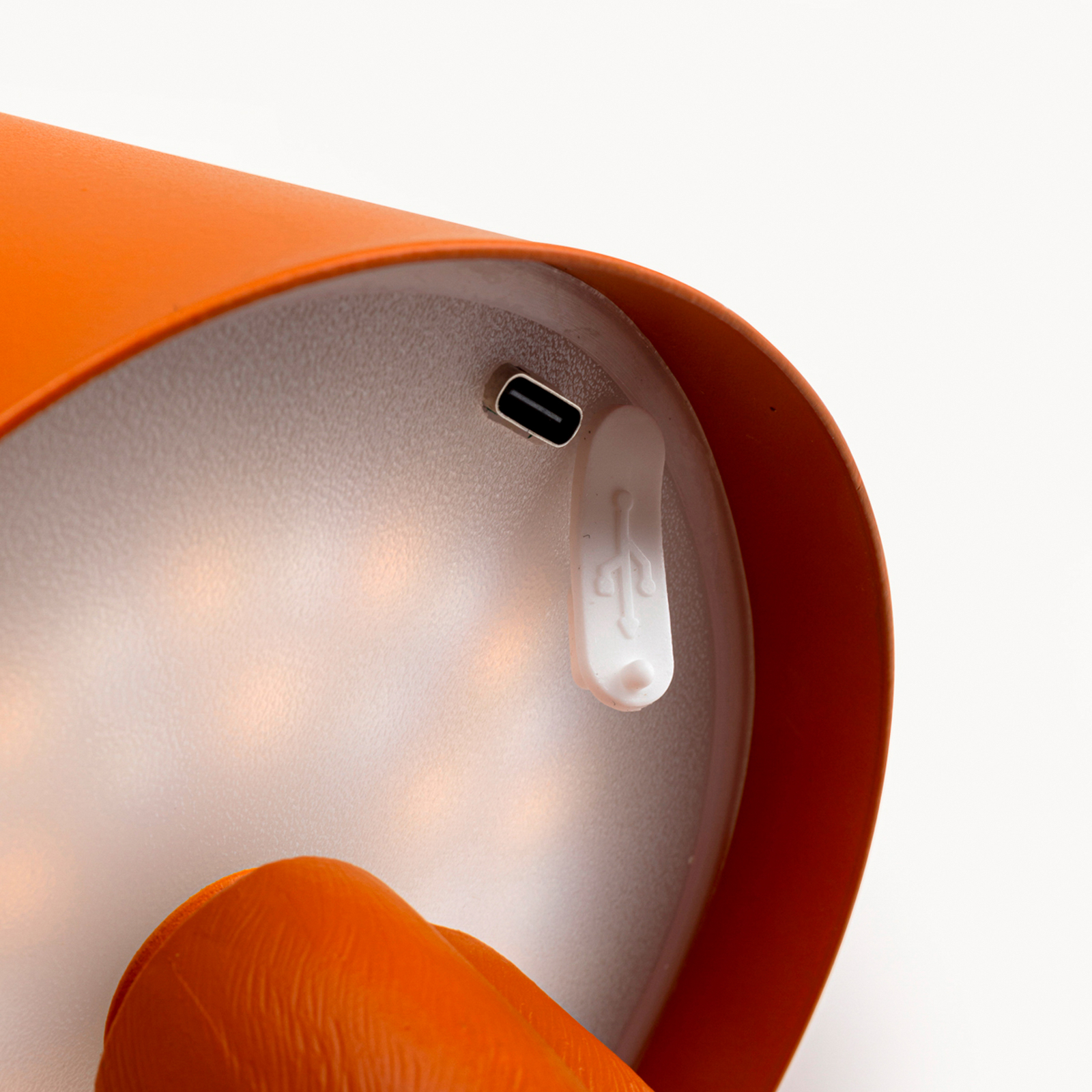 Kare LED-batteridrevet bordlampe Animal Rabbit, oransje, IP44, 29 cm