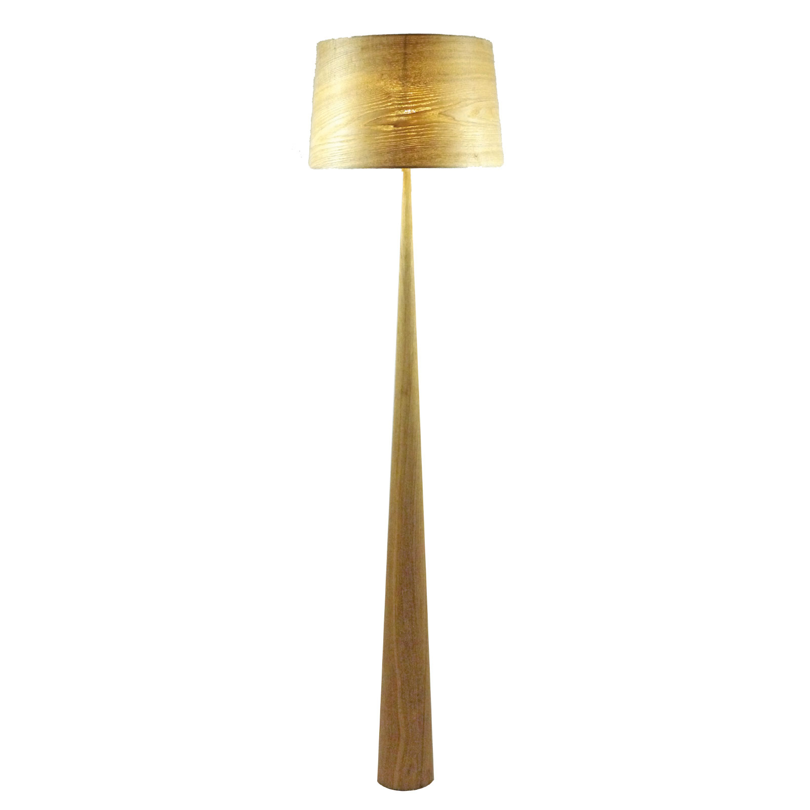 Lámpara de pie Totem LS de metal, chapado madera