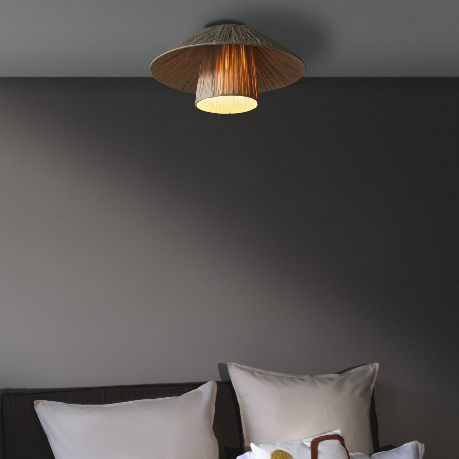 Plafonieră OSRAM Decor Bamboo Paper Hut Ø 40 cm bambus E27 - Camera de zi / sufragerie - Casă de țară / Rustic - maro deschis