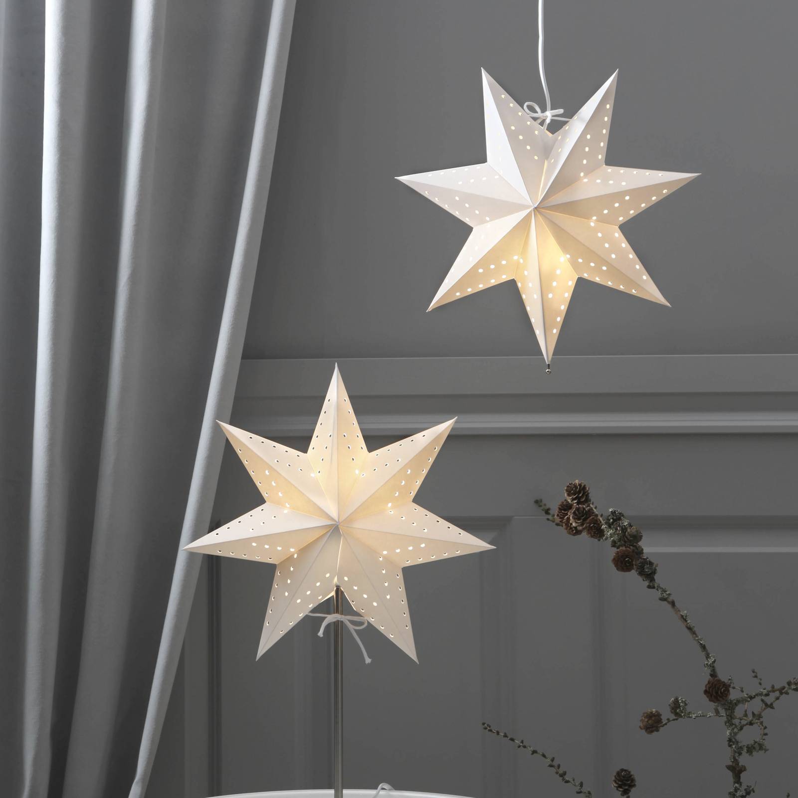Image of STAR TRADING Stella di carta Bobo, 7- punte in bianco Ø 34 cm