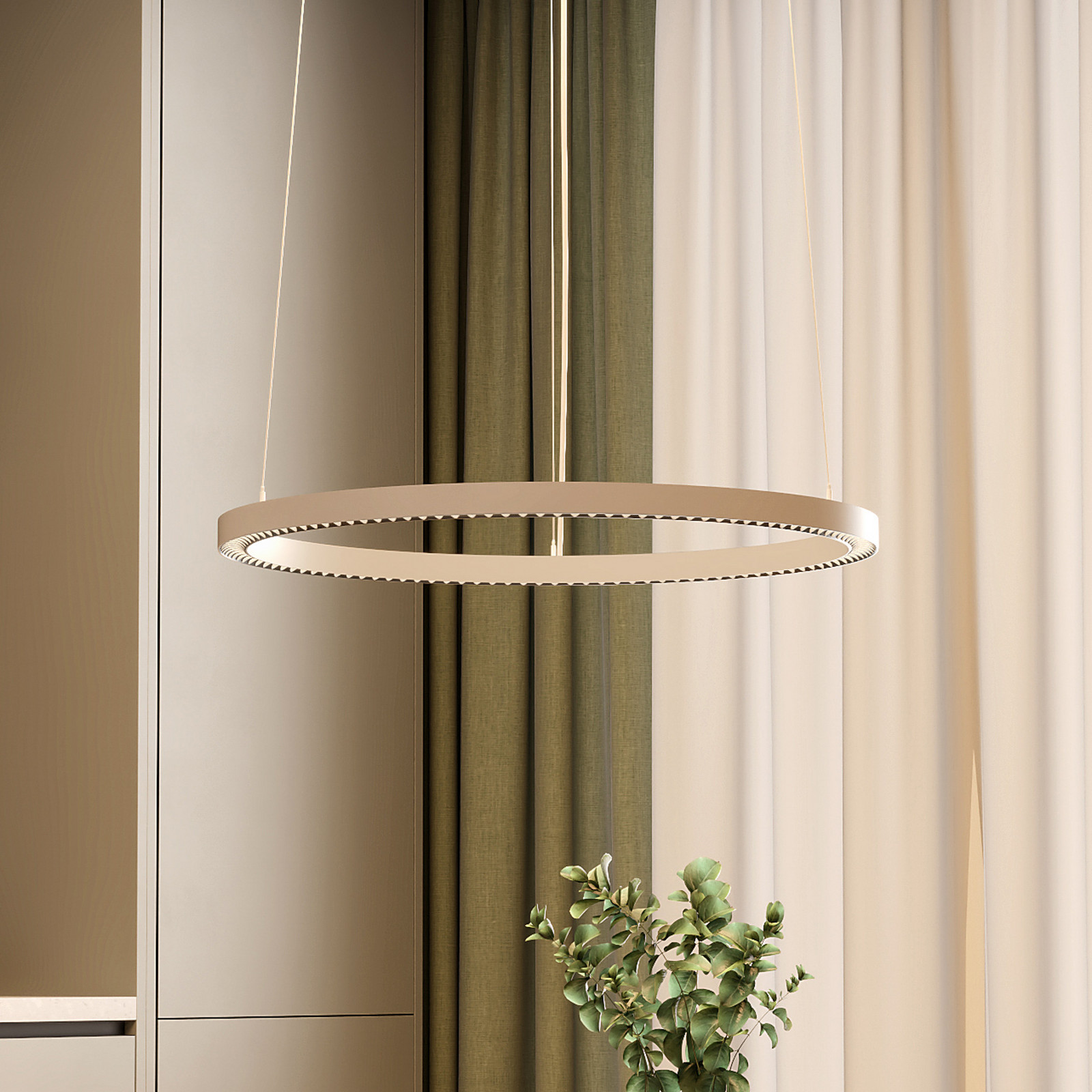 Molto Luce Lampă suspendată LED PERFORA PRO M Ø 66 cm albă DALI up/down CCT - Camera de zi / sufragerie - Modern - Aluminiu