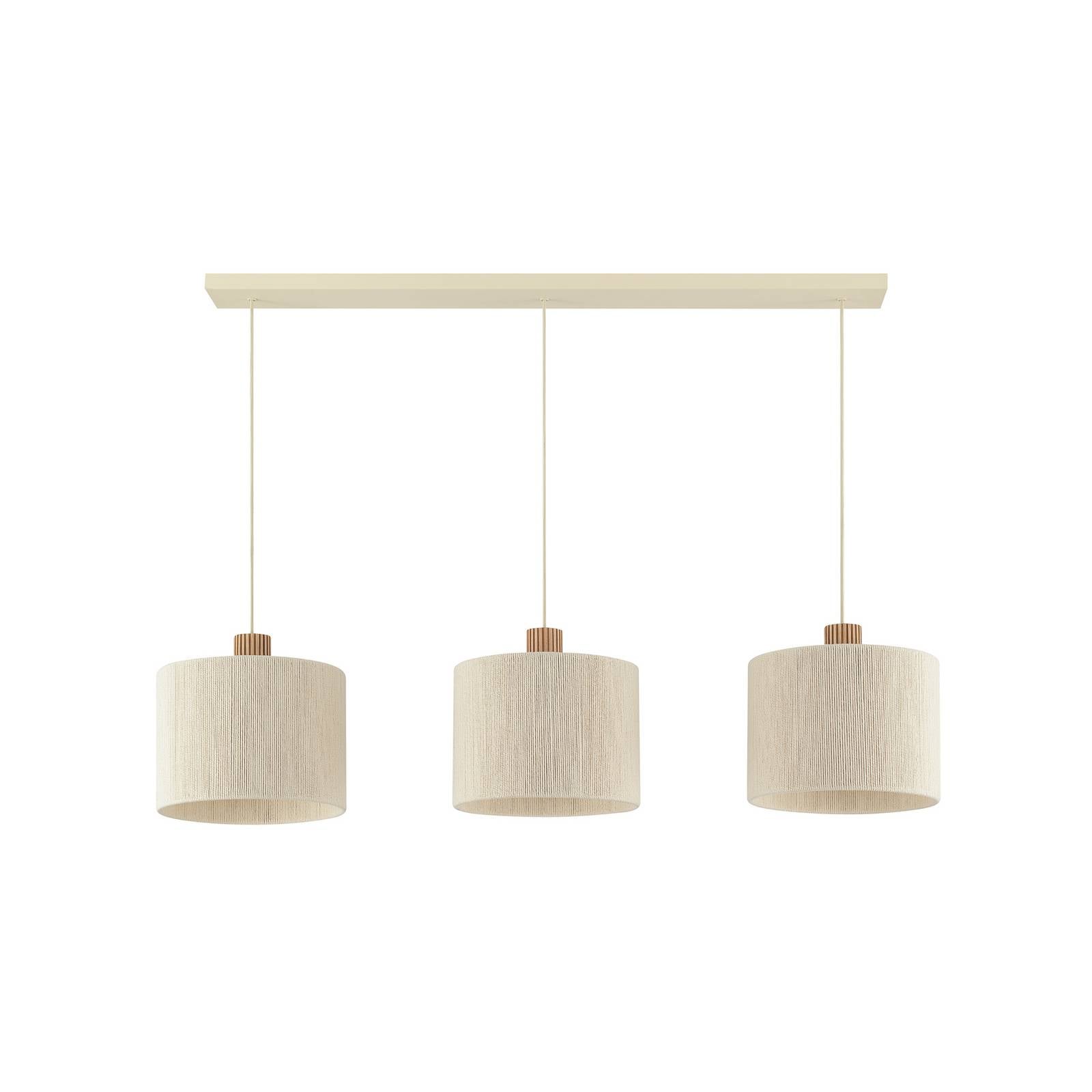 Pendelleuchte Arlo, beige, Textil, Länge 120 cm, 3-flammig