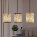 Butterburn hanging light, length 86 cm, beige/green, 3-bulb,