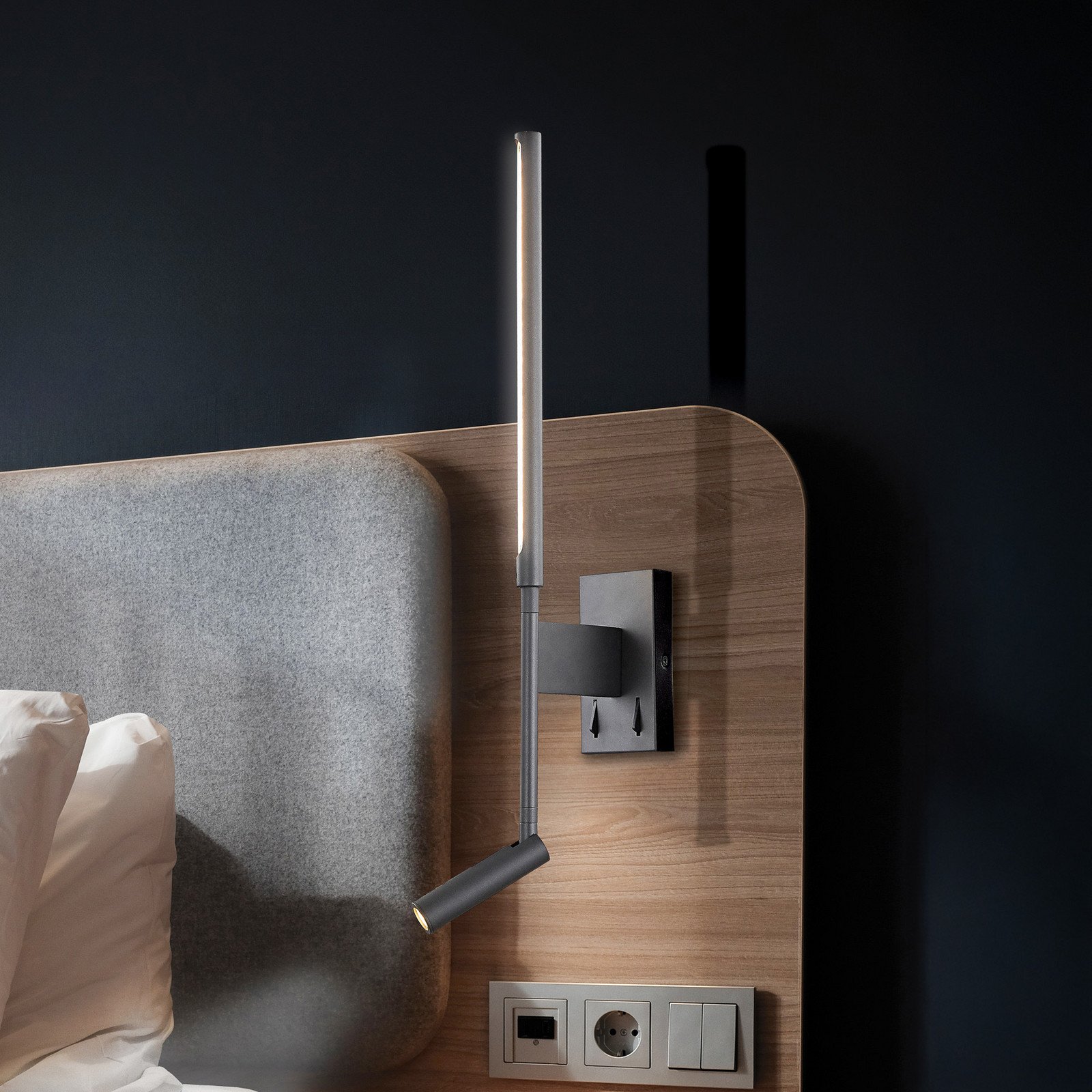 Viokef Aplică LED Nido negru înălțime 51 cm metal - Camera de zi / sufragerie - Modern - negru transparent - Aluminiu